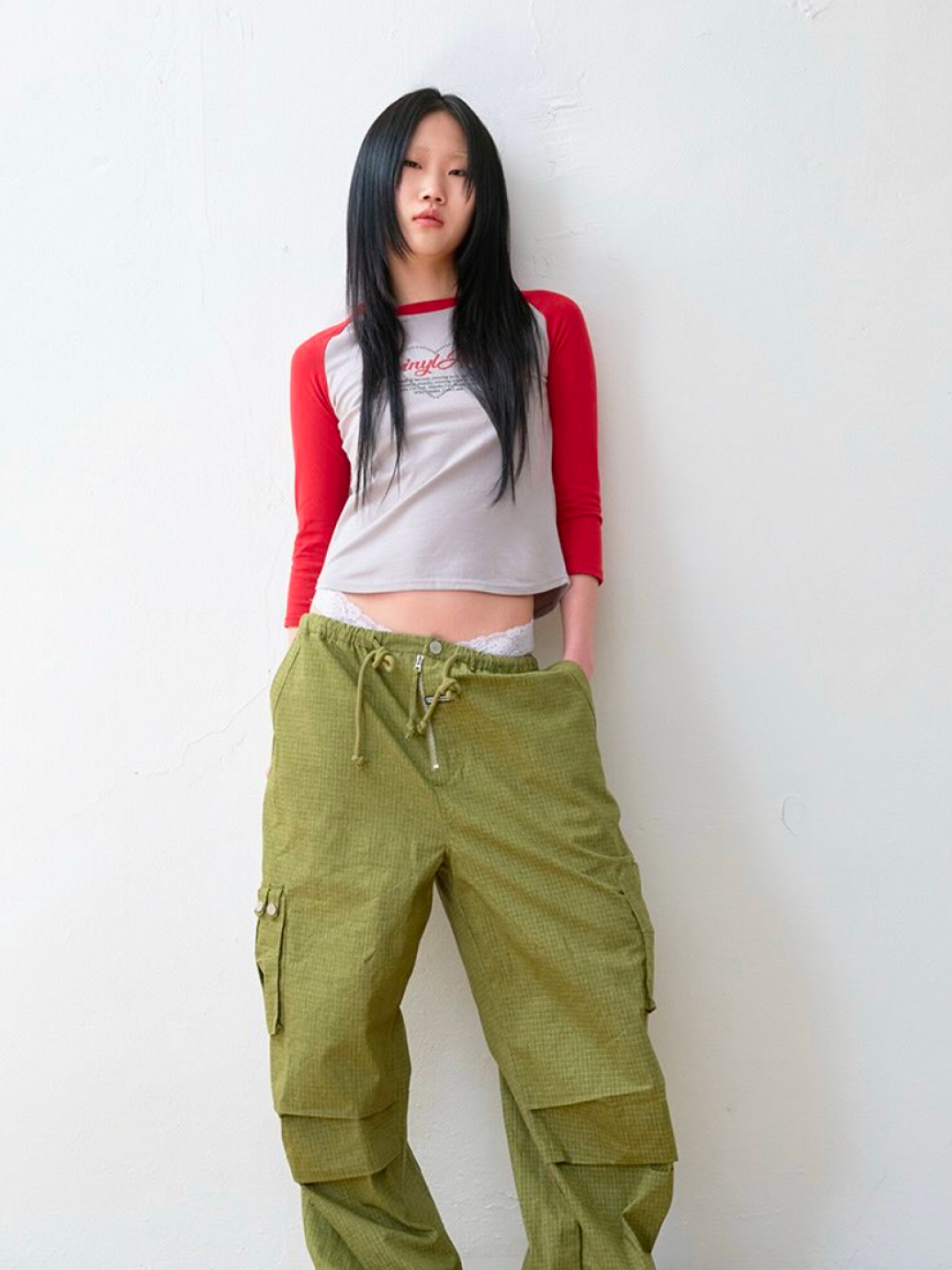 Thevinylhouse Early Bird Dies Tee Black, Thevinylhouse Three-Quarter Sleeve Shirts (W) Brown 착용 스타일 - 4