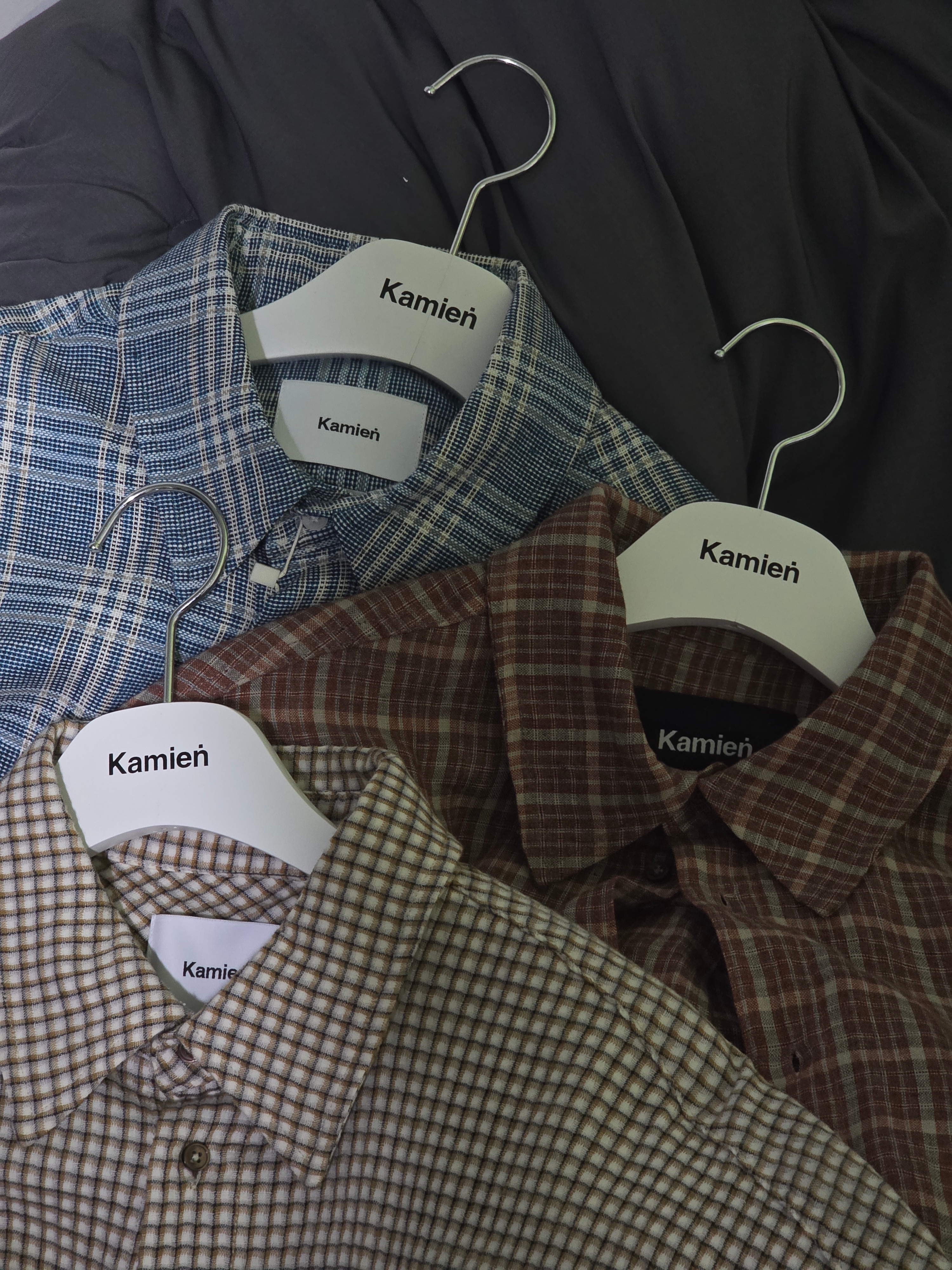 Kamien Belarus Linen Check Shirt, Kamien Italian Linen Check Shirt Orange Brown 착용 스타일 - 2