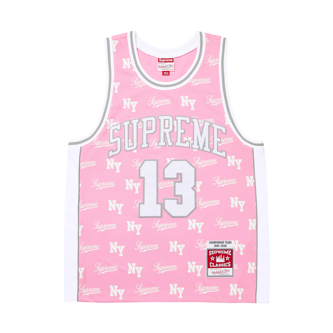 - Supreme Mitchell & Ness Monogram Basketball Jersey Pink - 26SS