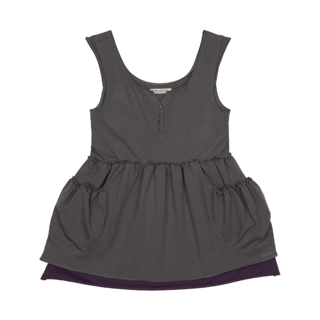 코이세이오 셔링 포켓 슬리브리스 차콜(COYSEIO Shirring Pocket Sleeveless Charcoal)