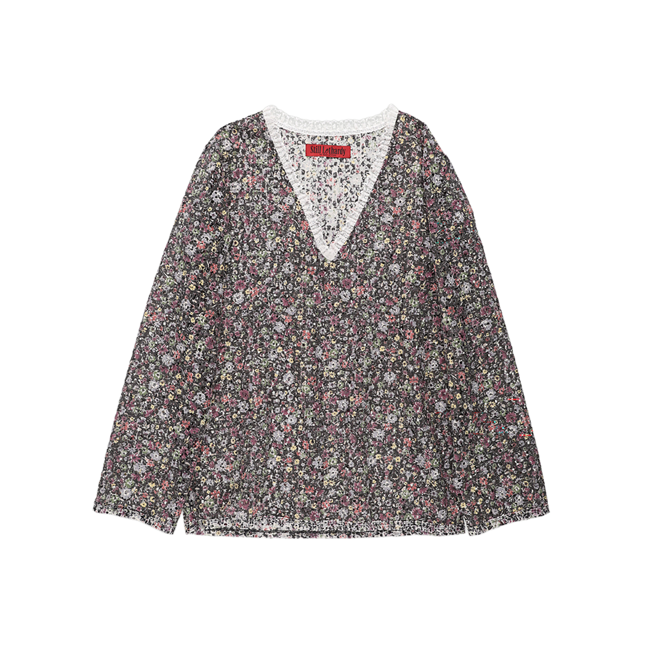 스틸레써디 플로럴 펀칭 브이넥 탑(Still Lethardy Floral Punching V-Neck Top)