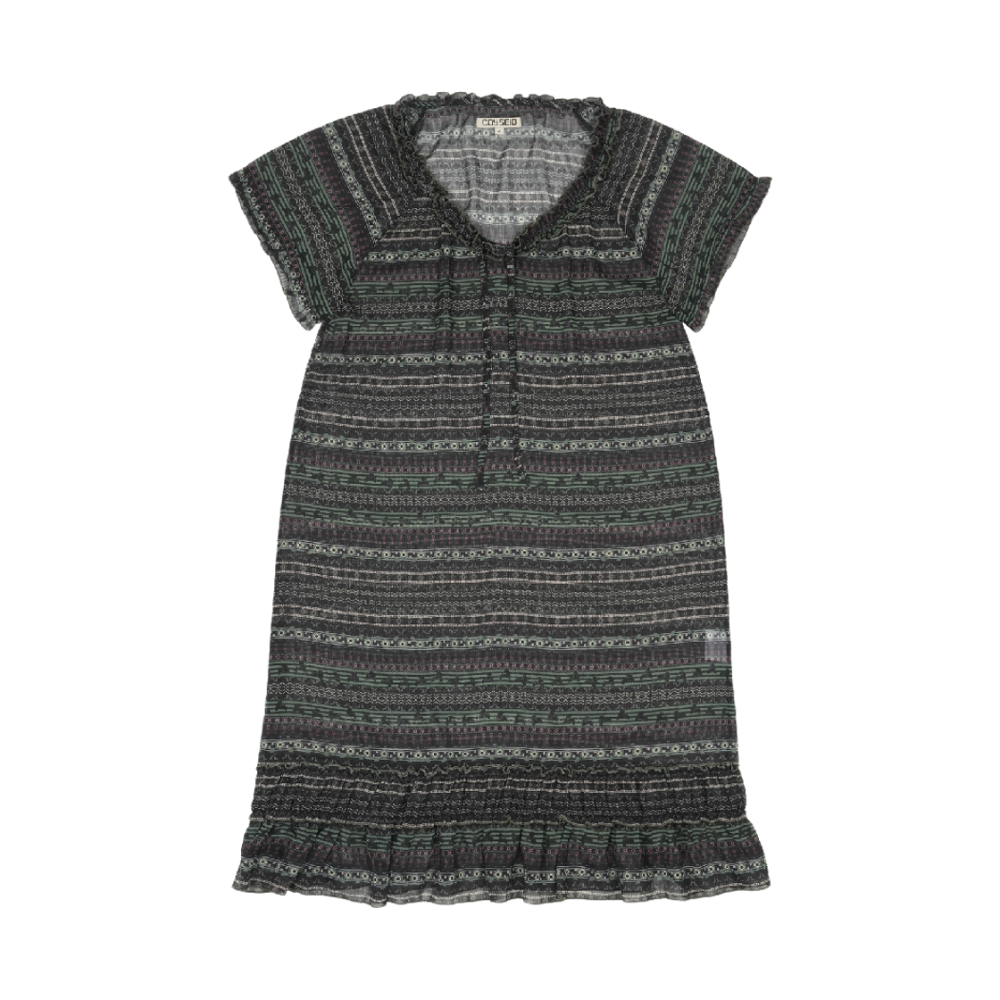 코이세이오 쉬폰 셔링 원피스 다크 그린(COYSEIO Chiffon Shirring One Piece Dark Green)