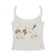 COYSEIO Vintage Puppy Lace Sleeveless Light Melange