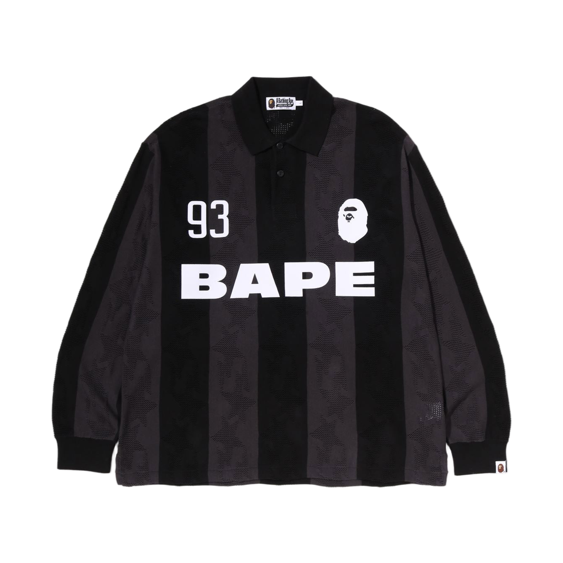 베이프 스타 스트라이프 패턴 자카드 멀티 로고 릴렉스드 핏 롱슬리브 티셔츠 블랙(BAPE Sta Stripe Pattern Jacquard Multi Logo Relaxed Fit L/S T-Shirt Black) - 1