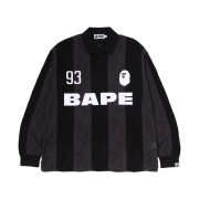 BAPE Sta Stripe Pattern Jacquard Multi Logo Relaxed Fit L/S T-Shirt Black