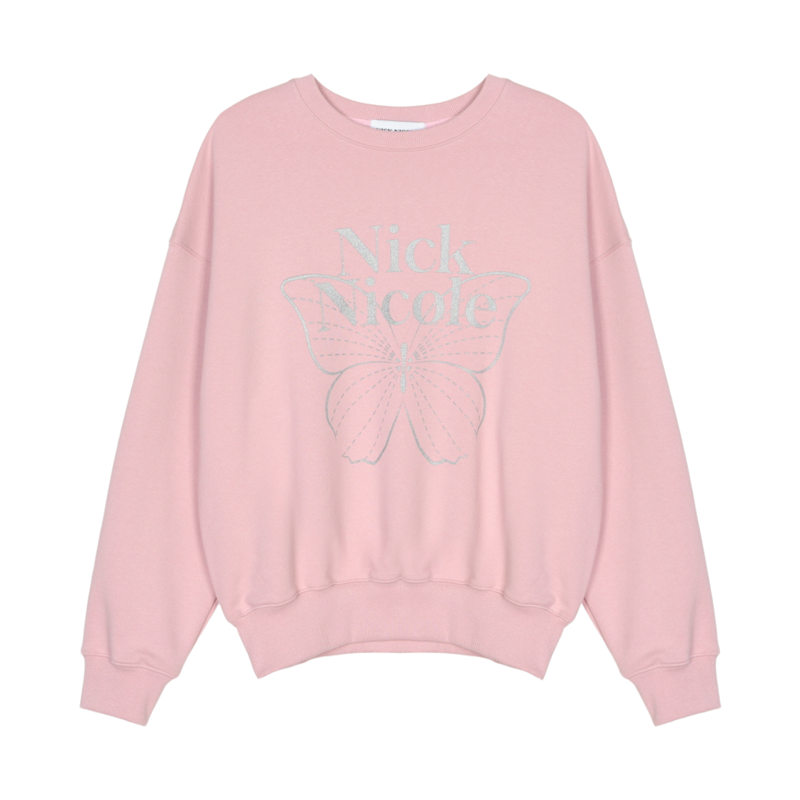 NWK1TS021_PKS NICK&NICOLE Butterfly Signature Sweatshirt Pink Silver