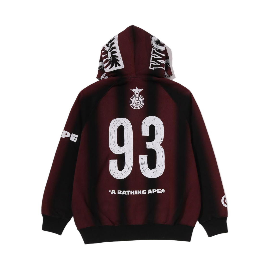 베이프 핸드 드로우 풋볼 샤크 릴렉스드 핏 풀 집 후드 블랙(BAPE Hand Draw Football Shark Relaxed Fit Full Zip Hoodie Black) - 3
