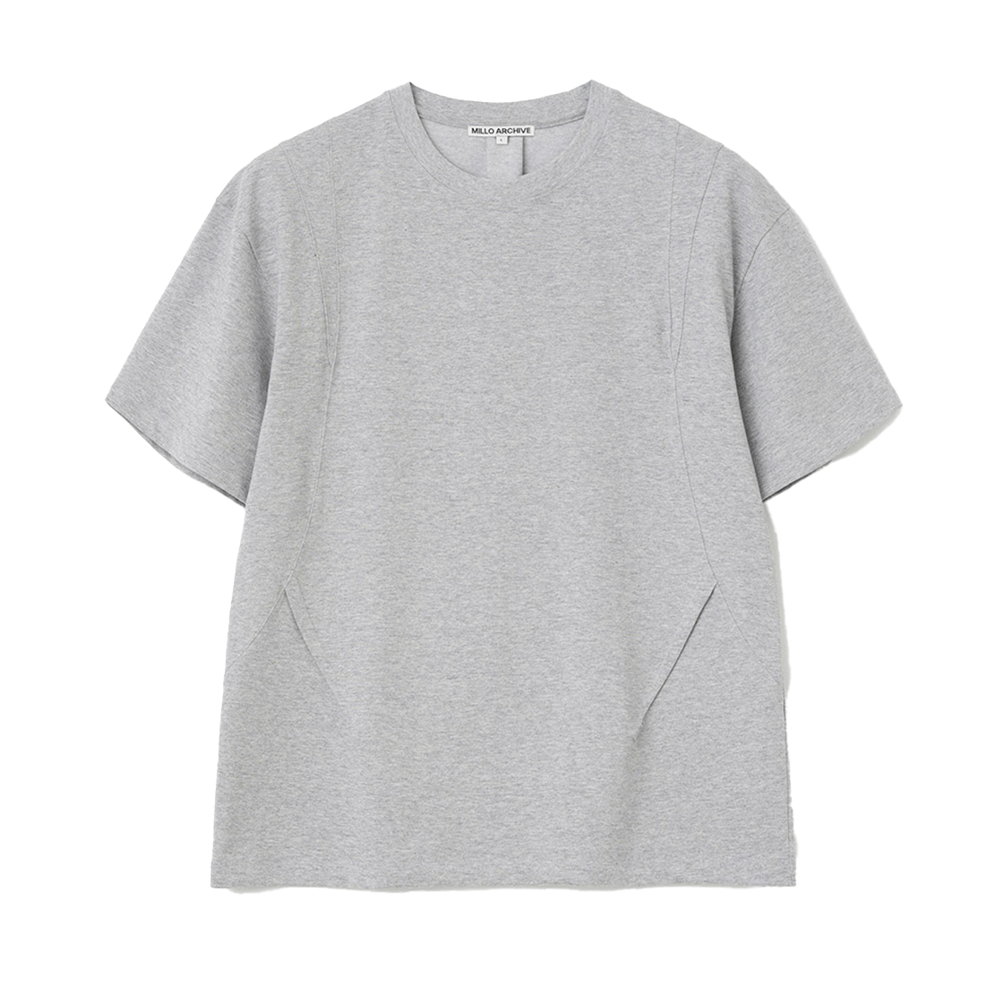 밀로 아카이브 데인티 커브 디테일 티셔츠 멜란지 그레이(Millo Archive Dainty Curve Detail T-Shirt Melange Gray)