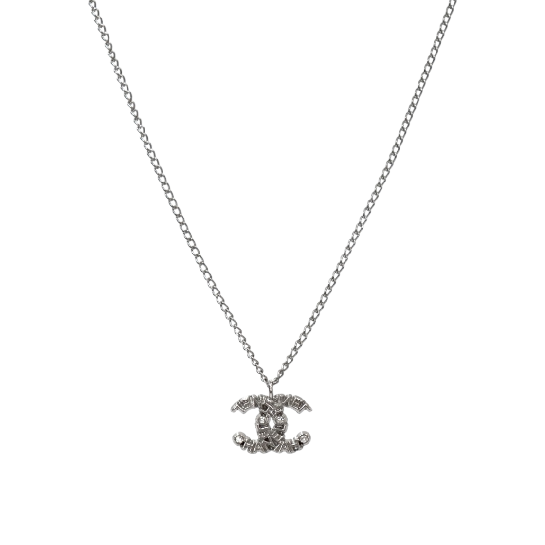 ITD4PHSPGICL Chanel CC Lettering Silver Necklace