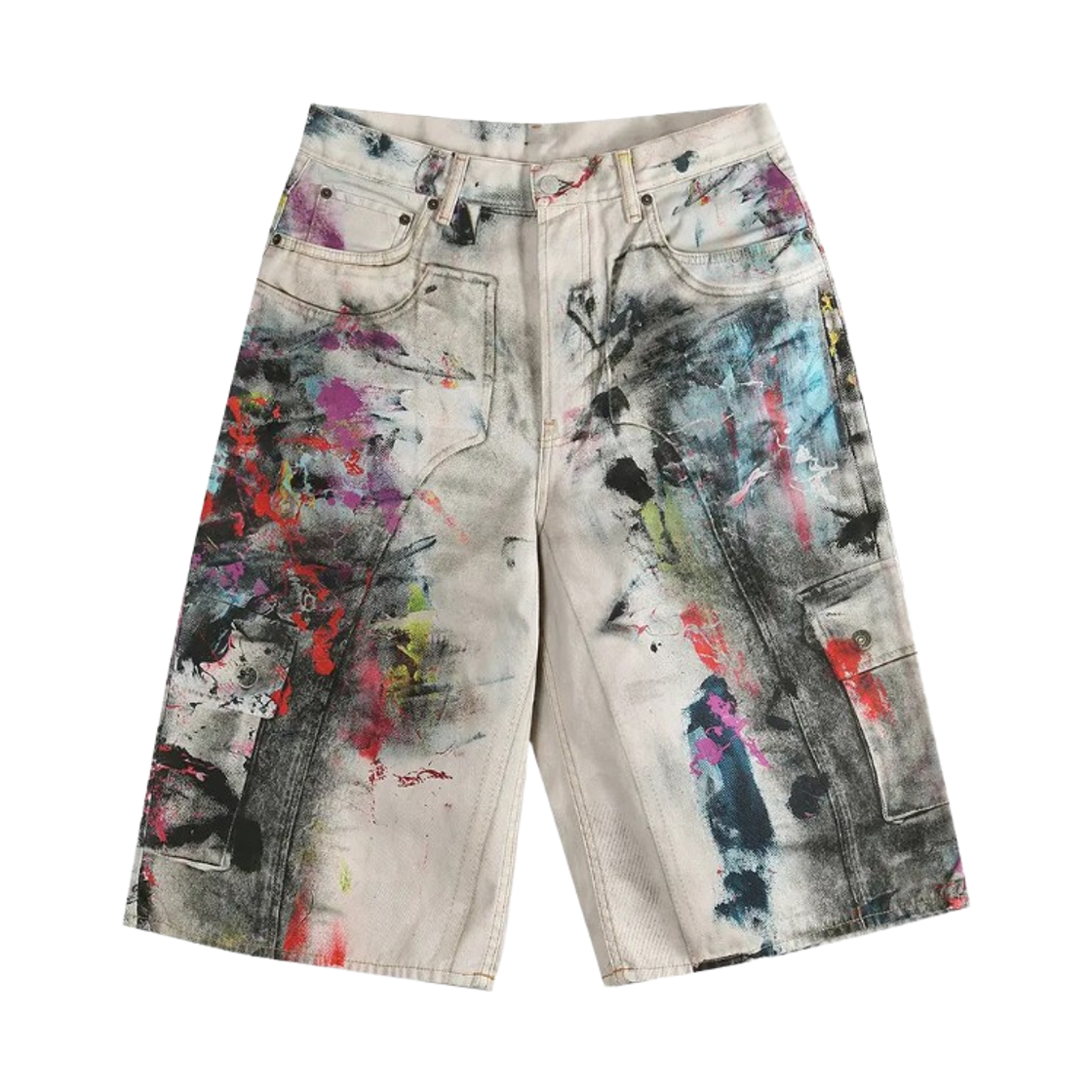 아크네 스튜디오 페인티드 트라우저 쇼츠 화이트 멀티컬러(Acne Studios Painted Trouser Shorts White Multicolor)