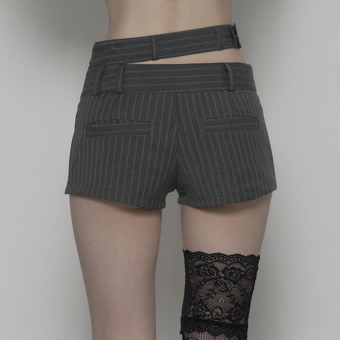 쇠아 투벨트 스트라이프 마이크로 숏팬츠 그레이(SØAR 2 Waistband Stripe Micro Short Pants Gray) - 5