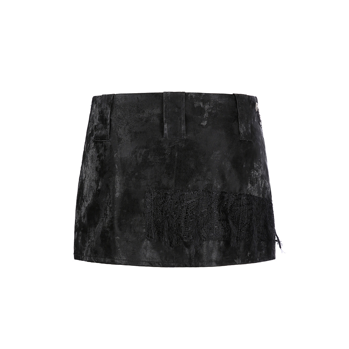 쇠아 레이스 레더 체인 숏 스커트 블랙(SØAR Lace Leather Chain Short Skirt Black) - 2