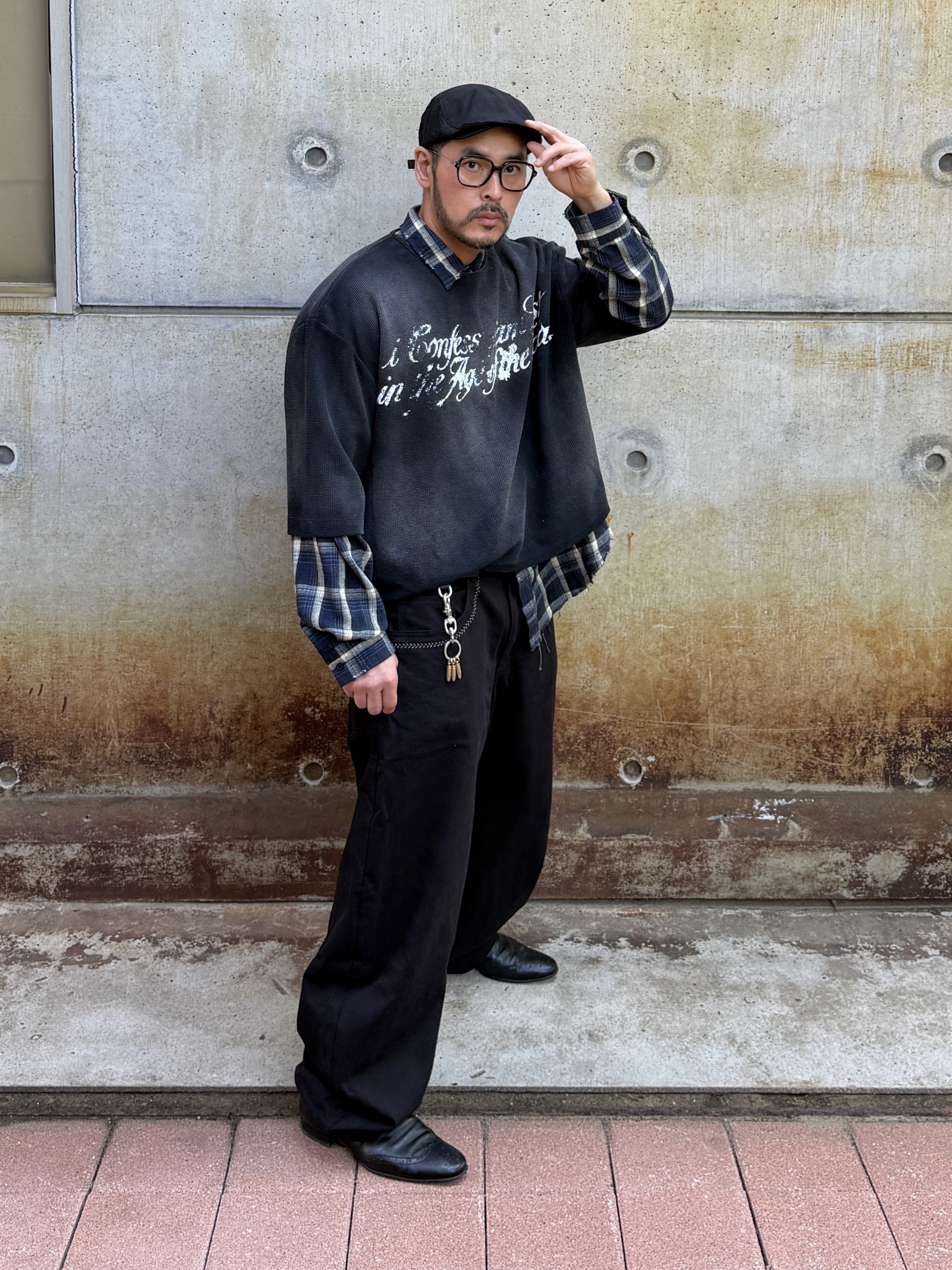 Punch Drunk Parties Social Oversized Waffle Tee Black 착용 스타일 - 2