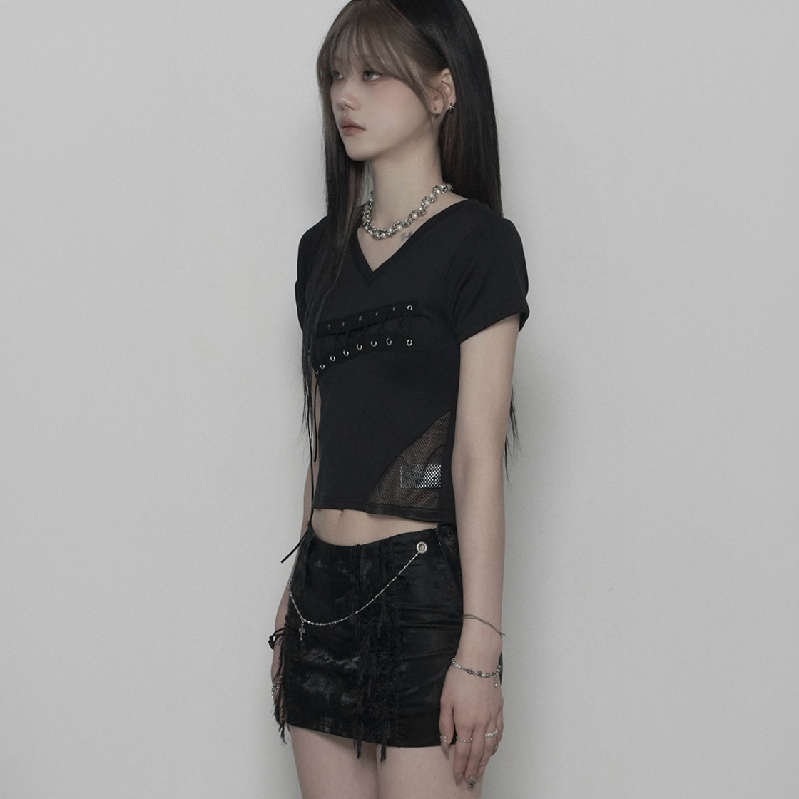 쇠아 스포티 절개 코르셋 탑 블랙(SØAR Flatlock Sporty Corset Top Black) - 4
