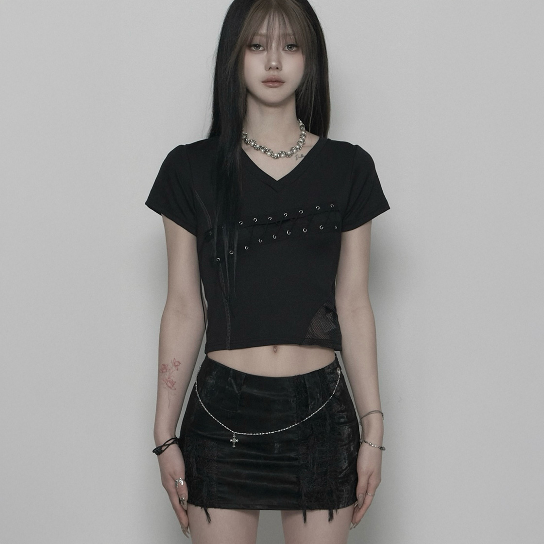 쇠아 스포티 절개 코르셋 탑 블랙(SØAR Flatlock Sporty Corset Top Black) - 3