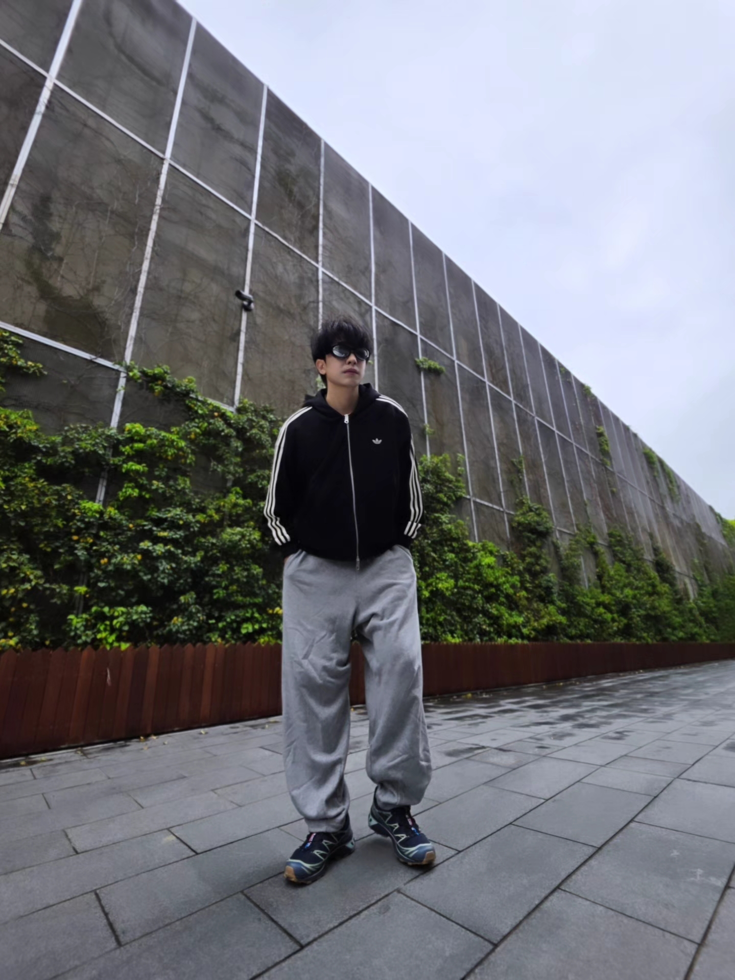 Adidas 3-Stripes Full-Zip Hoodie Black Cream White - KR Sizing, Adidas 3-Stripes Full-Zip Hoodie Black Cream White - US Sizing 착용 스타일 - 6