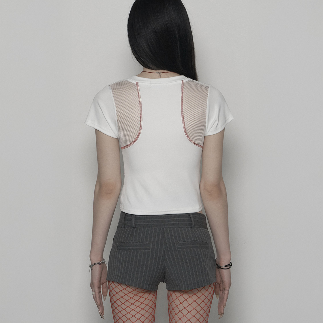 쇠아 스포티 절개 코르셋 탑 화이트(SØAR Flatlock Sporty Corset Top White) - 5