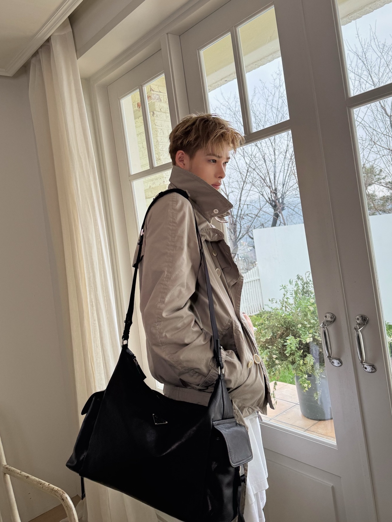 Prada Technical Cotton Jacket Clay Grey 착용 스타일 - 1