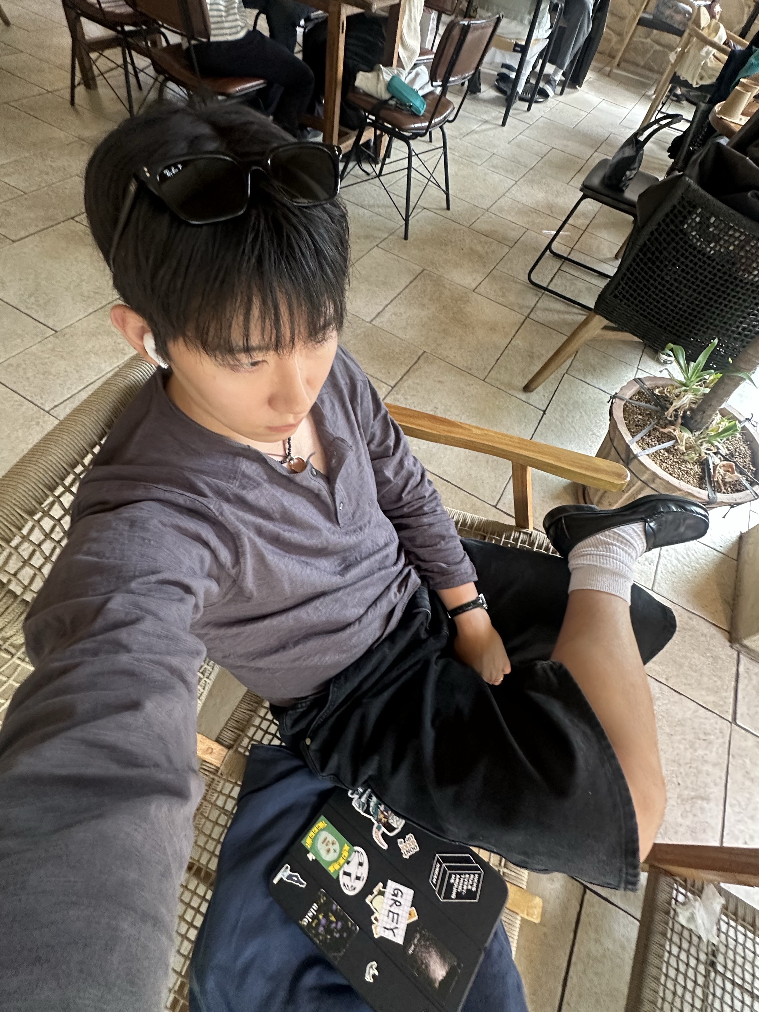 Suade Two Tuck Denim Shorts Black, Haruta HS-906 Penny Loafer Black 착용 스타일