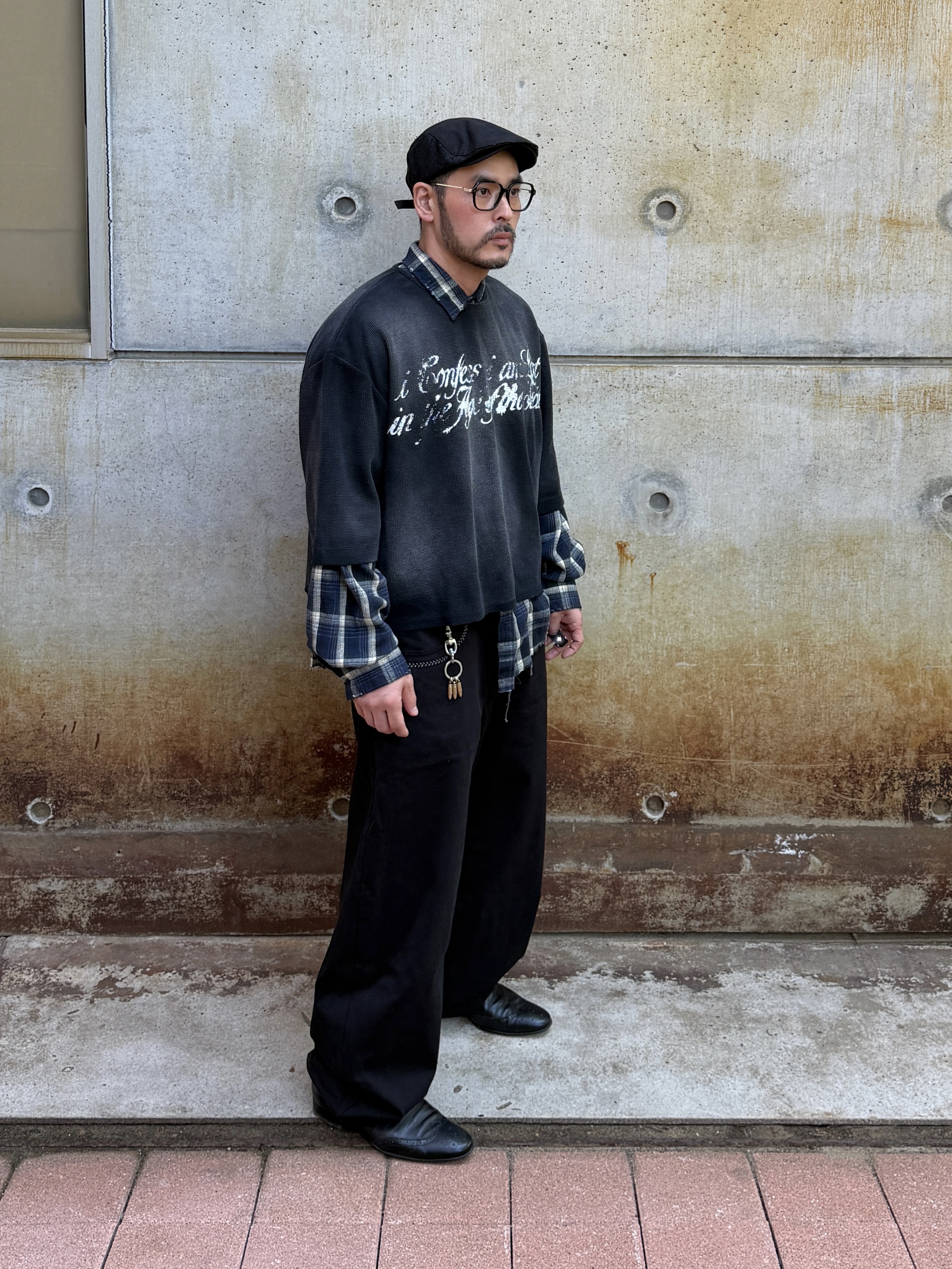 Punch Drunk Parties Social Oversized Waffle Tee Black 착용 스타일 - 4