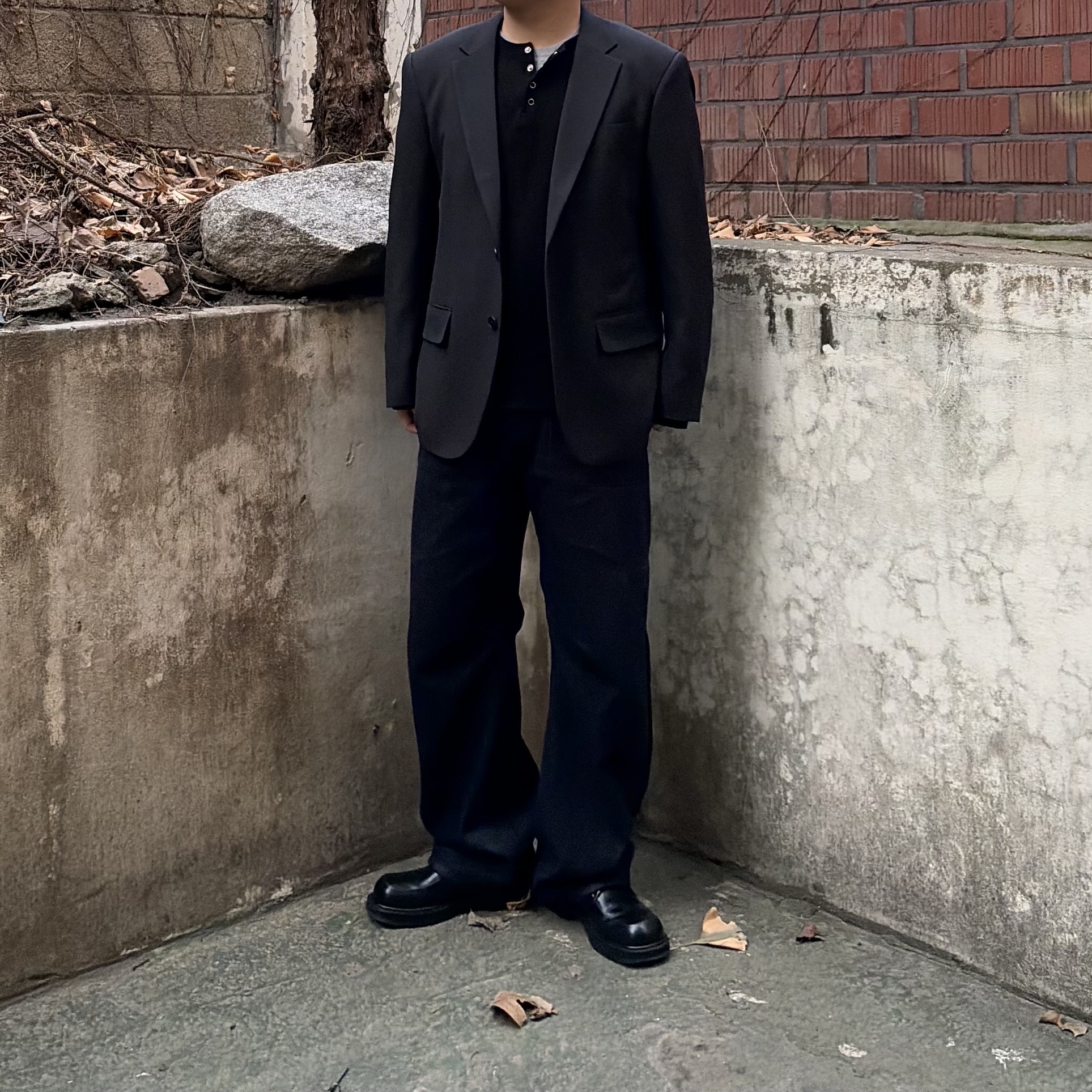 LOSTGARDEN Uniform Washed Derby Black 착용 스타일 - 1