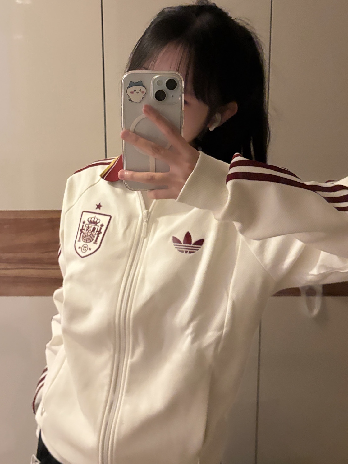 Adidas Spain Away Anthem Jacket Off White - KR Sizing (Non Marking Ver.) 착용 스타일