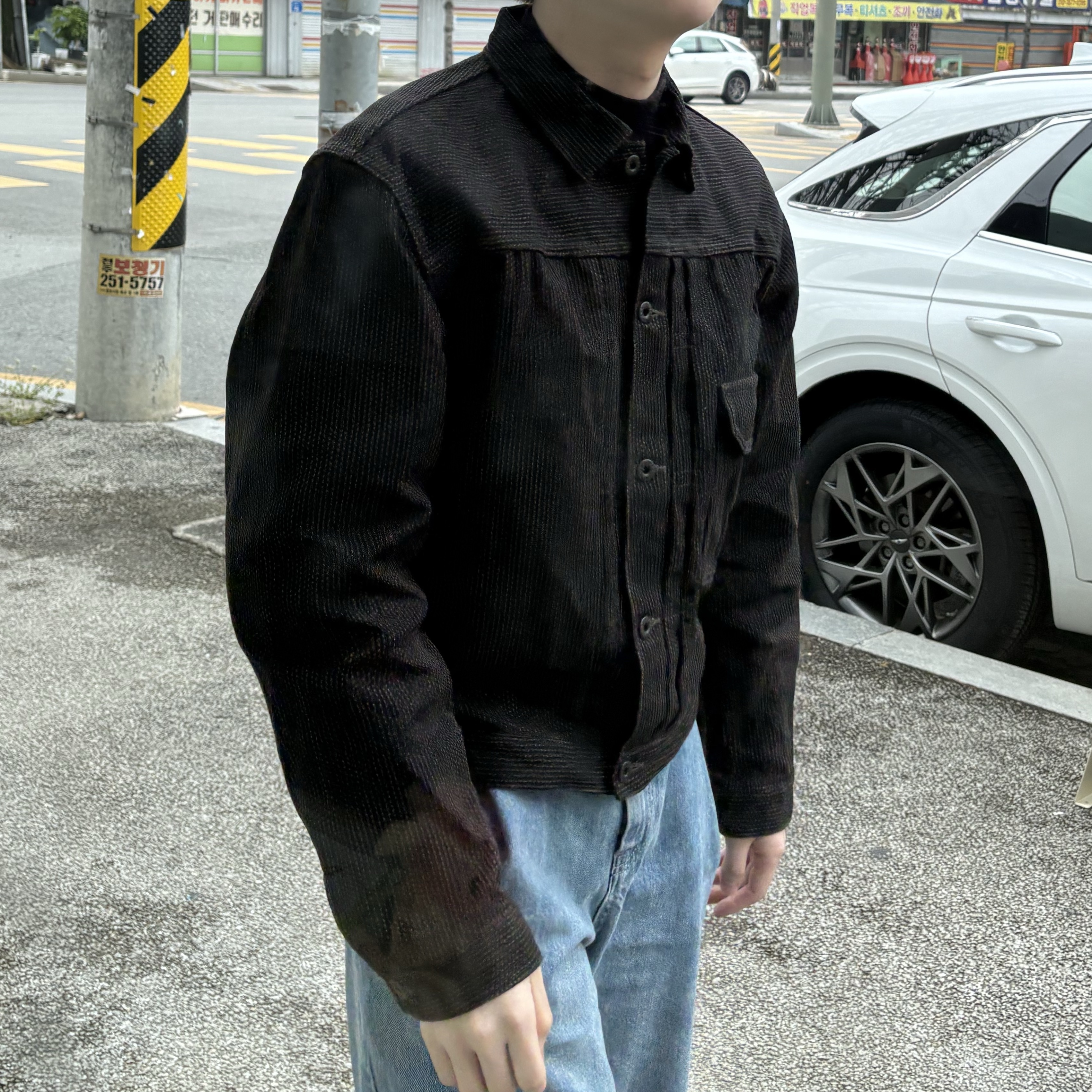 Kapital Century Denim No.9 1st Jacket Black 착용 스타일