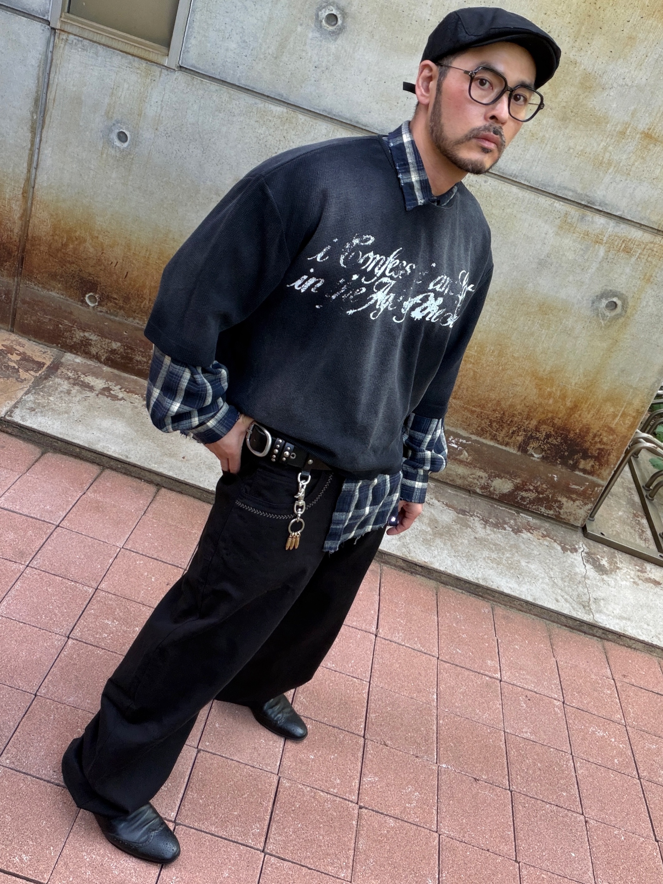 Punch Drunk Parties Social Oversized Waffle Tee Black 착용 스타일 - 7