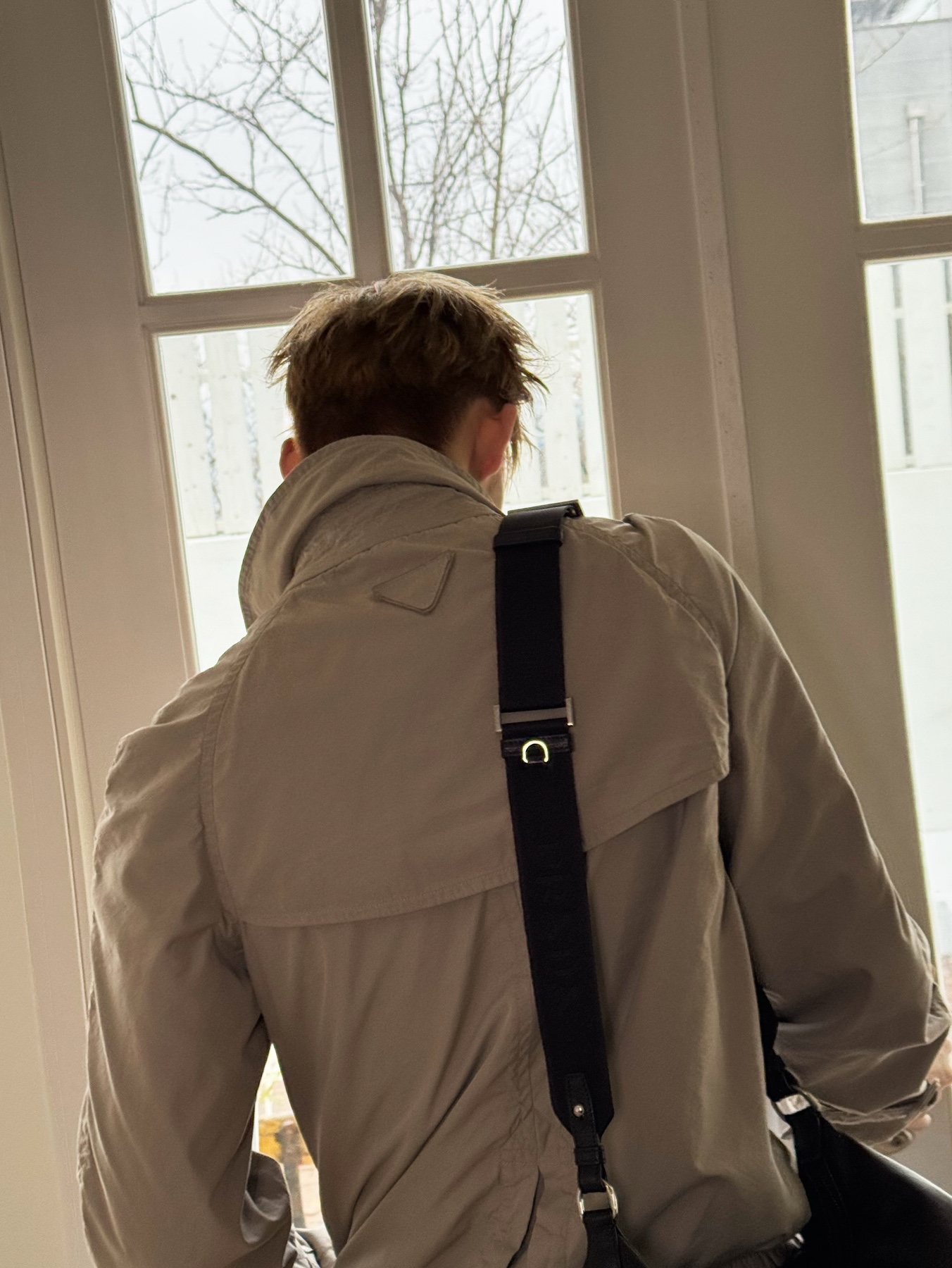 Prada Technical Cotton Jacket Clay Grey 착용 스타일 - 2