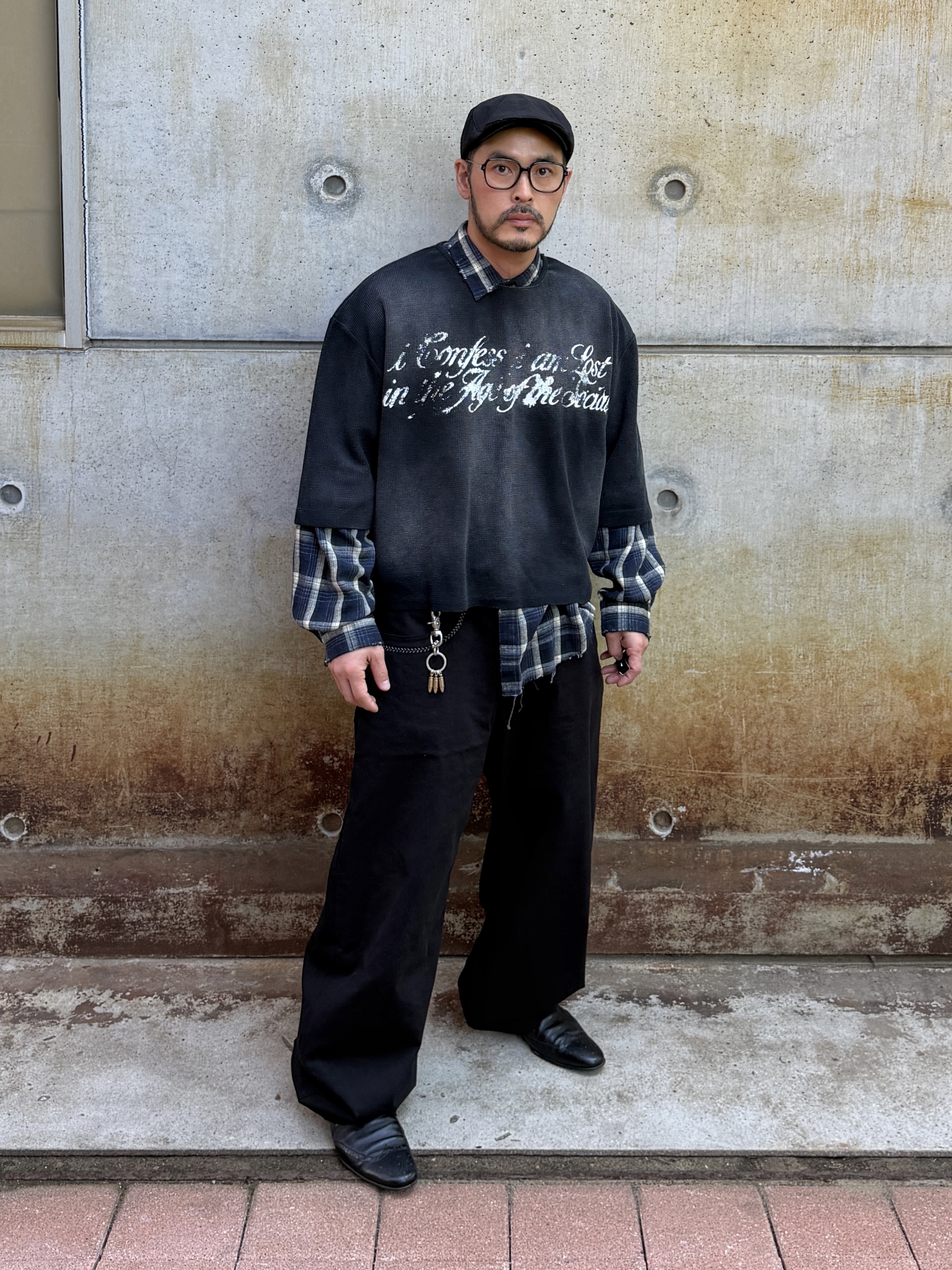 Punch Drunk Parties Social Oversized Waffle Tee Black 착용 스타일 - 6