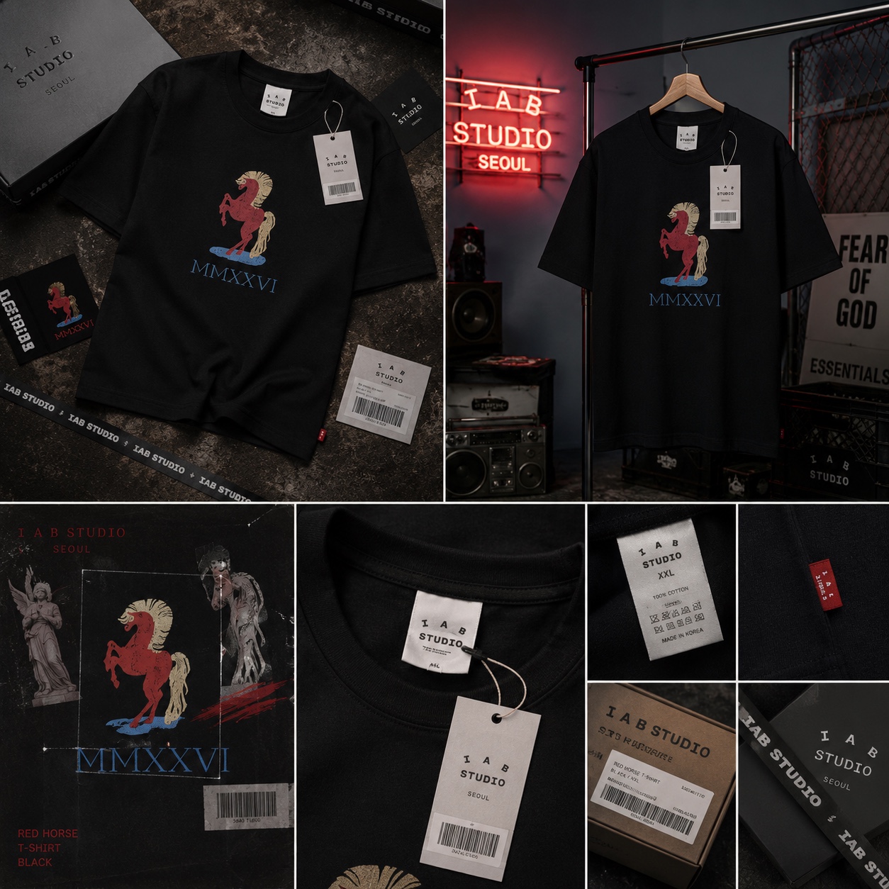 IAB Studio Red Horse T-Shirt Black 착용 스타일
