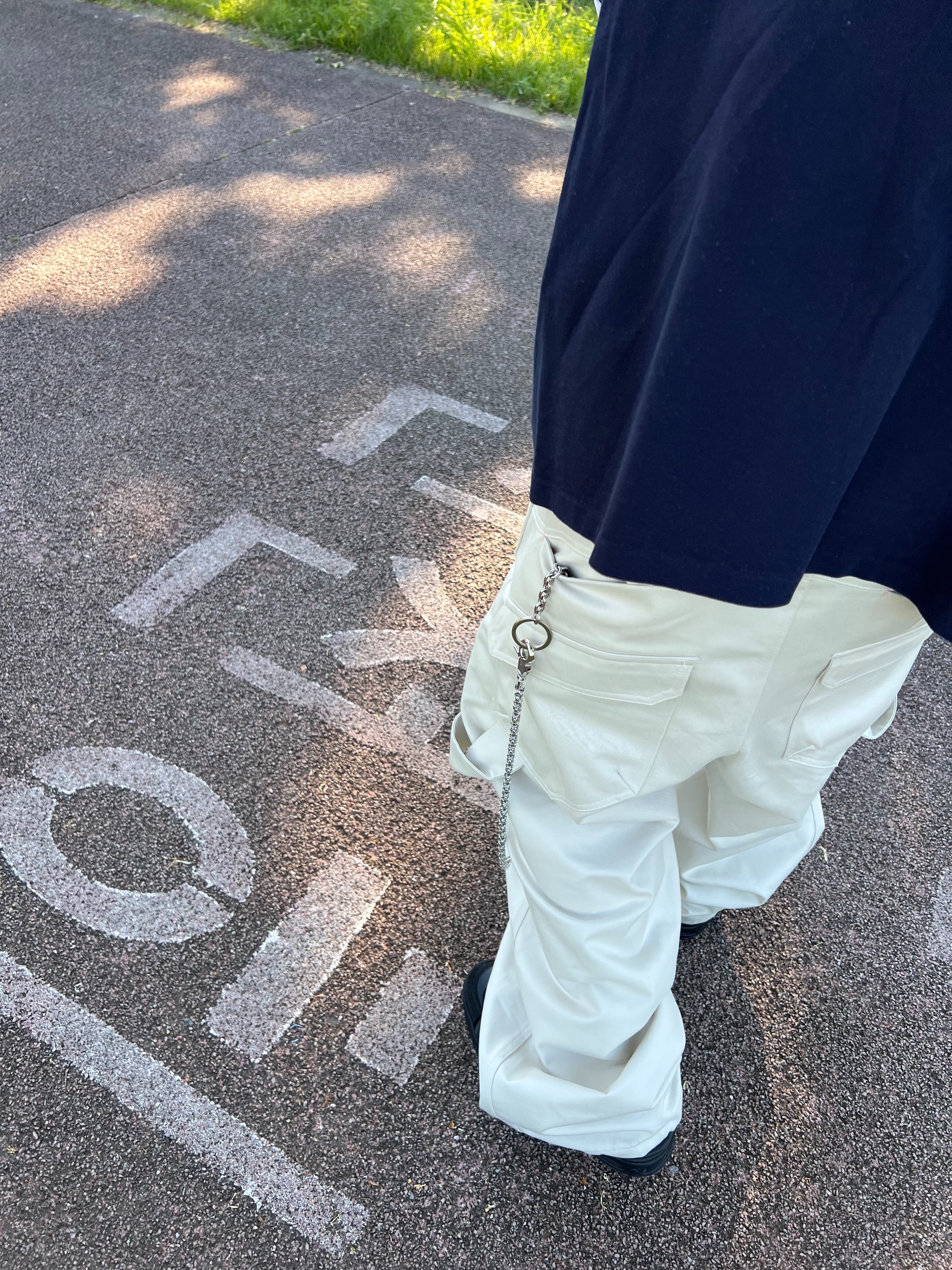 MJD Oversized Polo Navy, Kamien 247 All day Baggy Pants Light Beige 착용 스타일 - 2