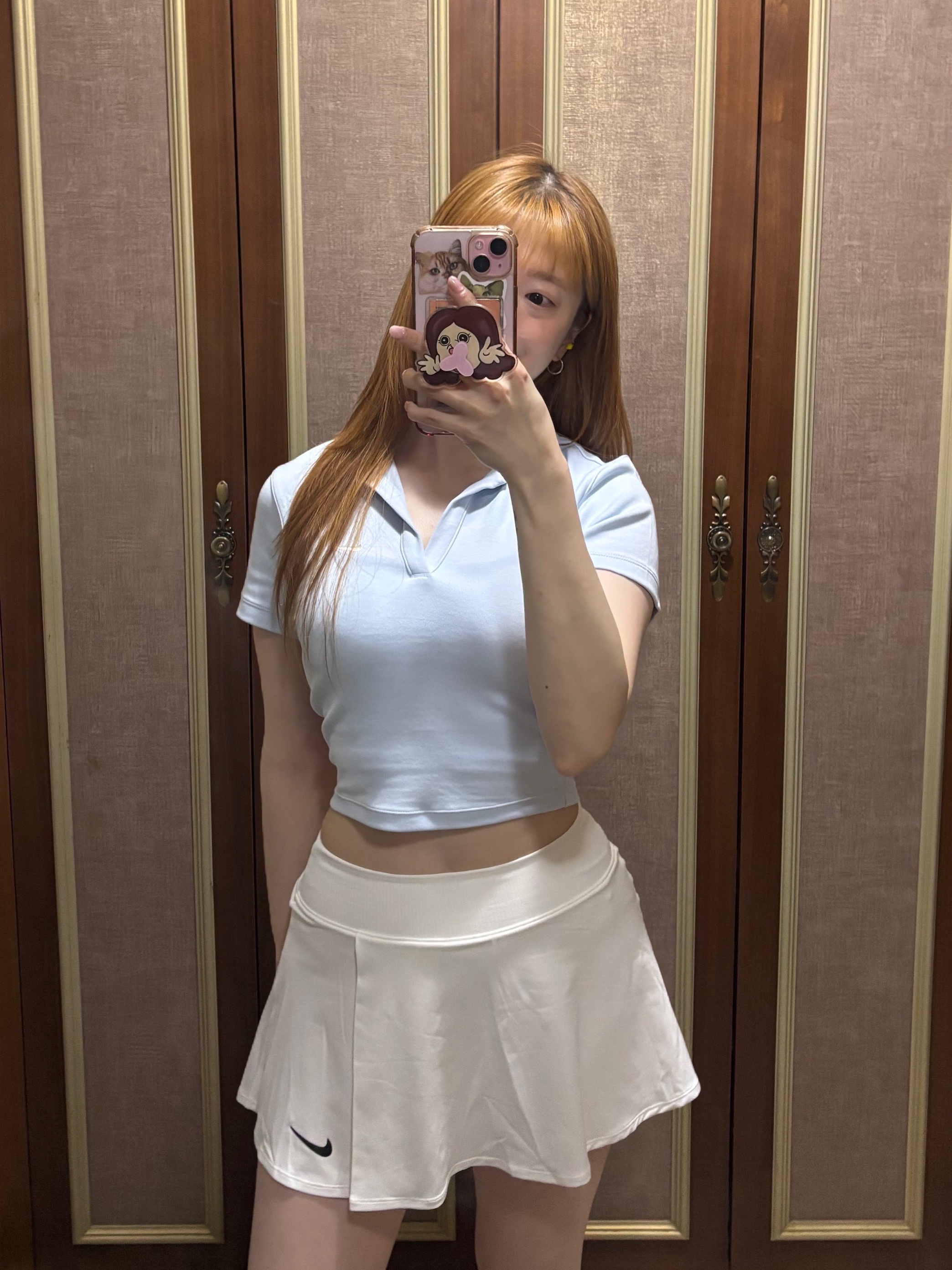 Nike Court Dri-Fit Victory Tennis Skirt White - Asia, (W) Nike NSW Essential Short Sleeve Polo Top Sail Black - Asia 착용 스타일 - 4