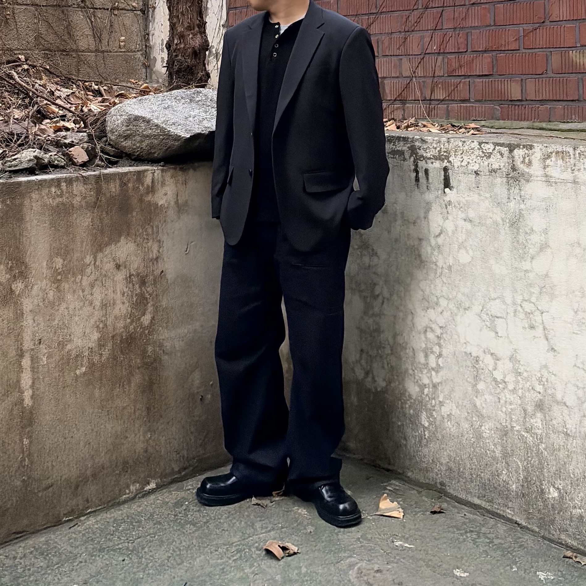 LOSTGARDEN Uniform Washed Derby Black 착용 스타일 - 2