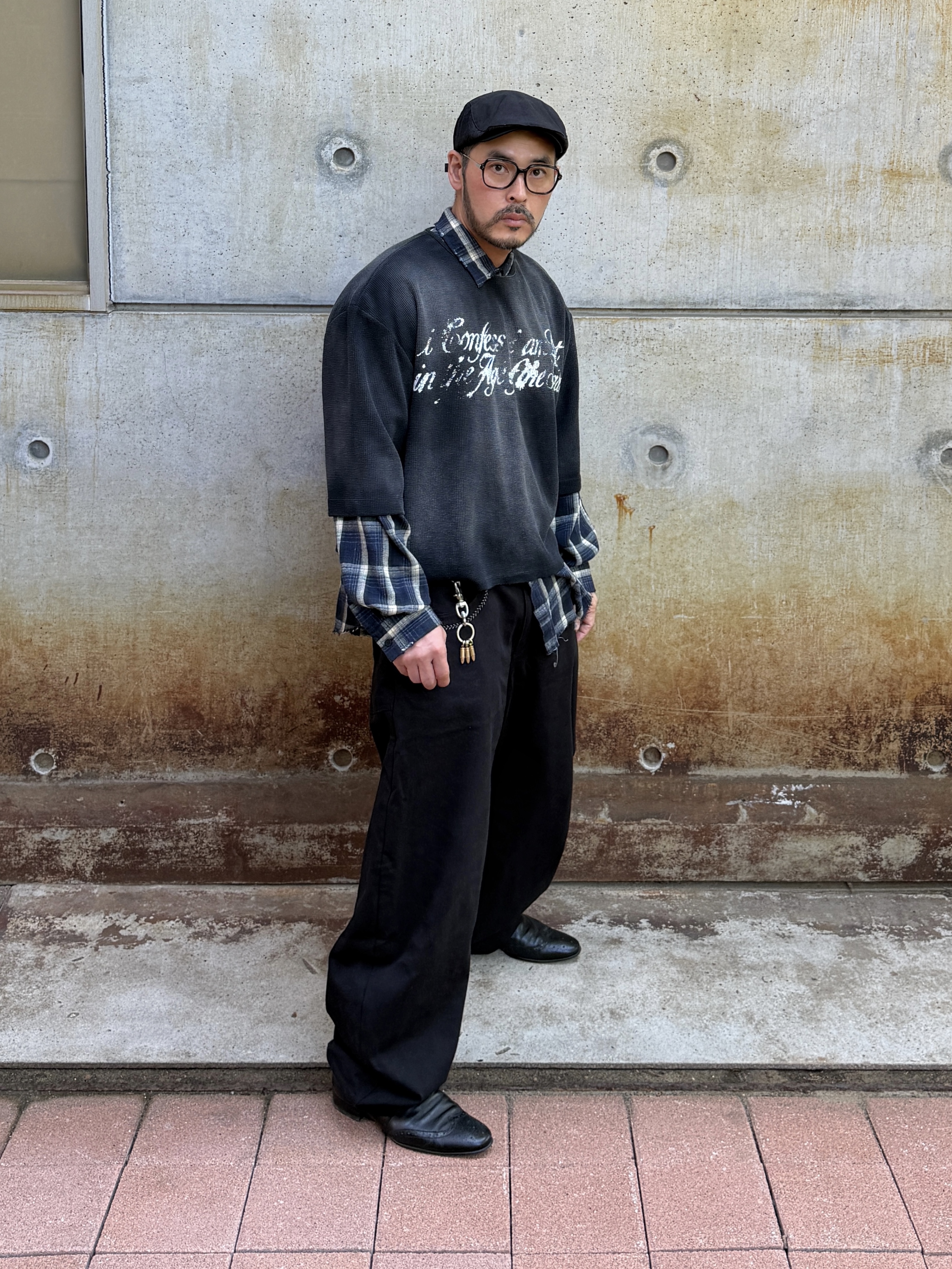 Punch Drunk Parties Social Oversized Waffle Tee Black 착용 스타일 - 1