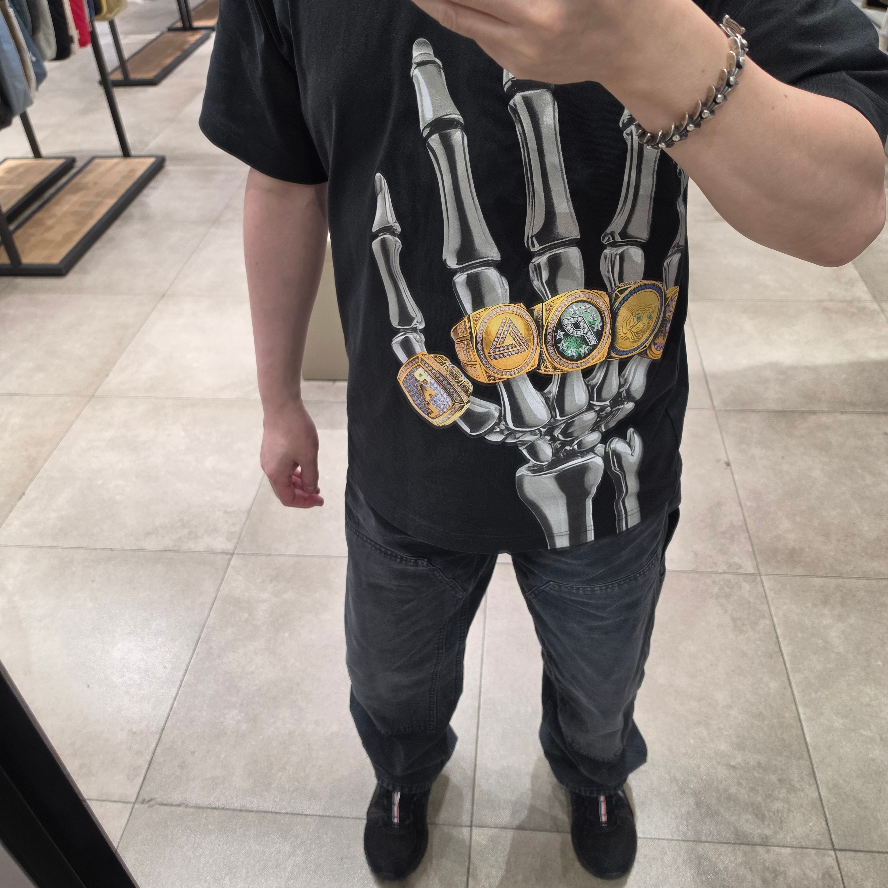 Palace Mechanical Champion T-Shirt Black - 26SS, Supreme Worn Double Knee Painter Pant Black - 26SS 착용 스타일 - 2