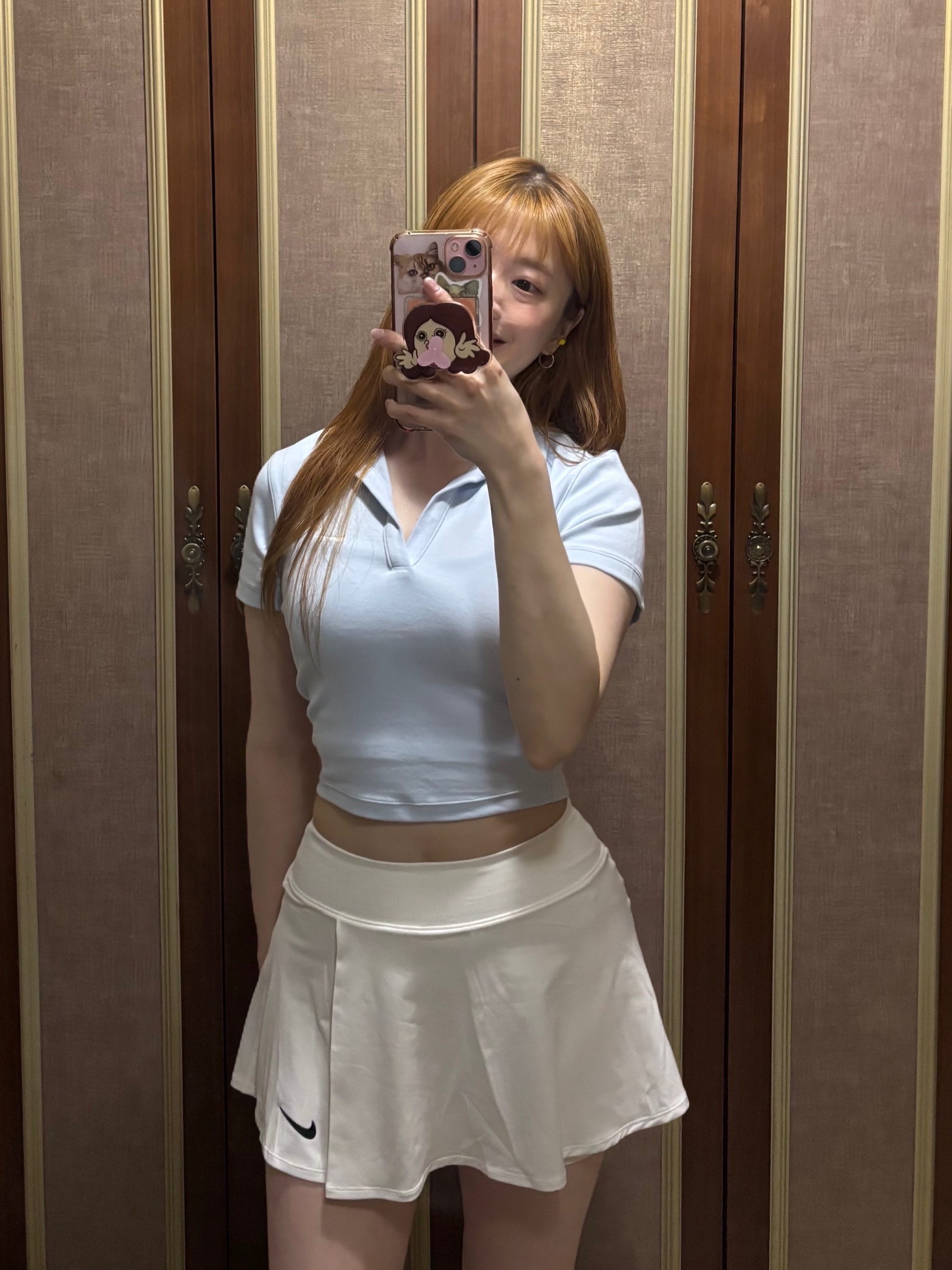 Nike Court Dri-Fit Victory Tennis Skirt White - Asia, (W) Nike NSW Essential Short Sleeve Polo Top Sail Black - Asia 착용 스타일 - 1
