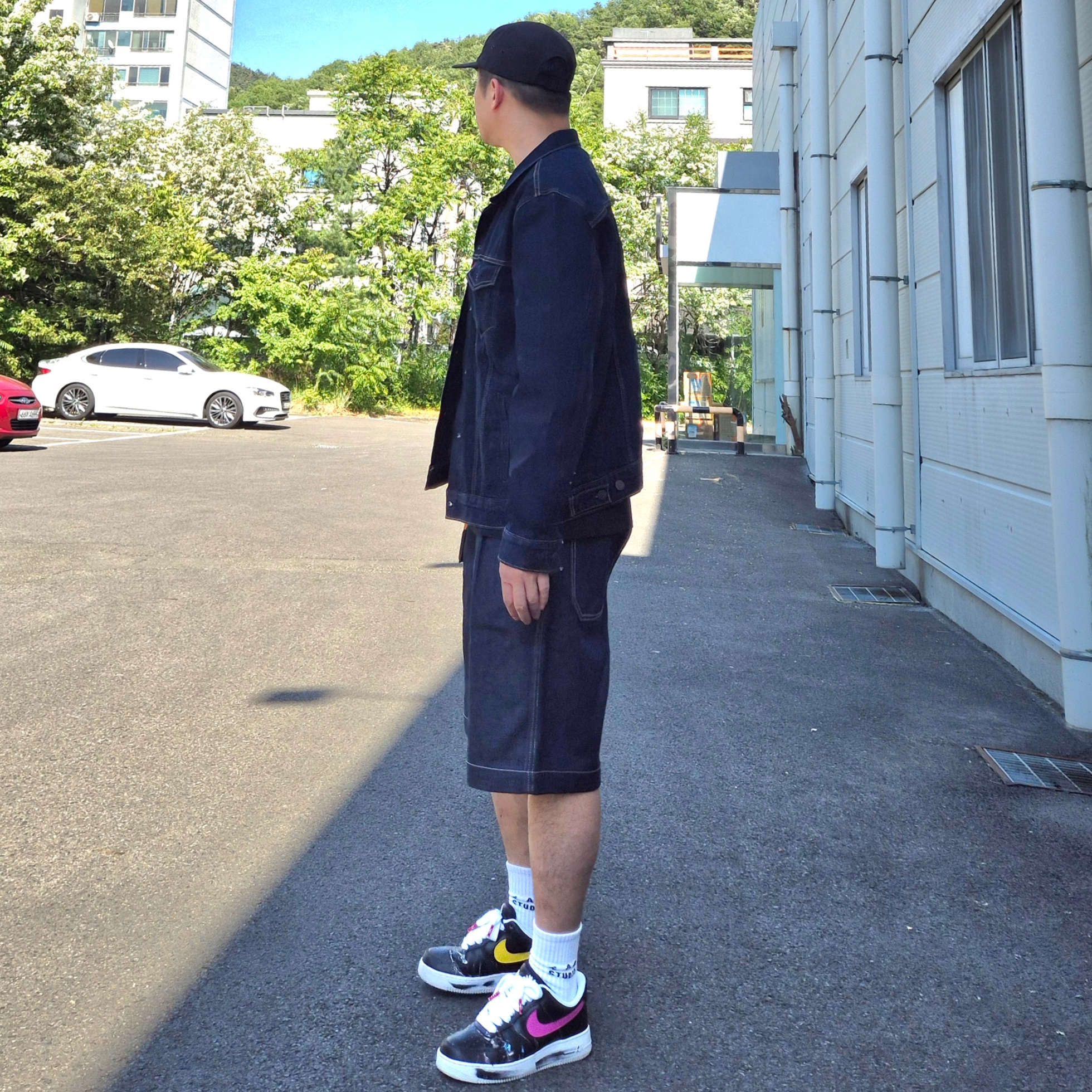 Nike x Peaceminusone Air Force 1 Low Para-Noise 3.0 Black and Multicolor, IAB Studio Socks White (5 Pack) 착용 스타일 - 2