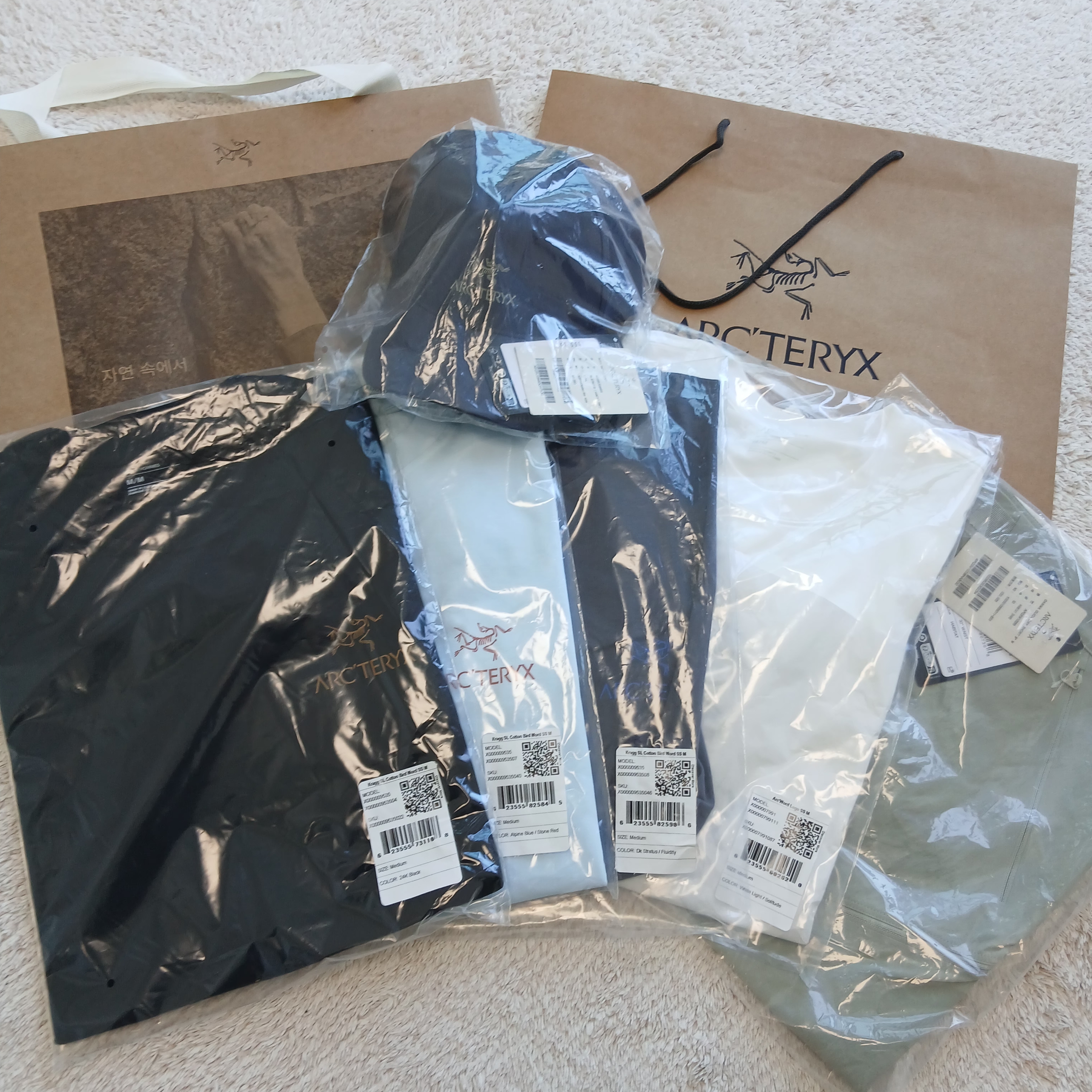 Arc'teryx Kragg SL Cotton Bird Word SS T-Shirt 24K Black, Arc'teryx Gamma Quick Dry Shorts 9 Inch Habitat 착용 스타일 - 1