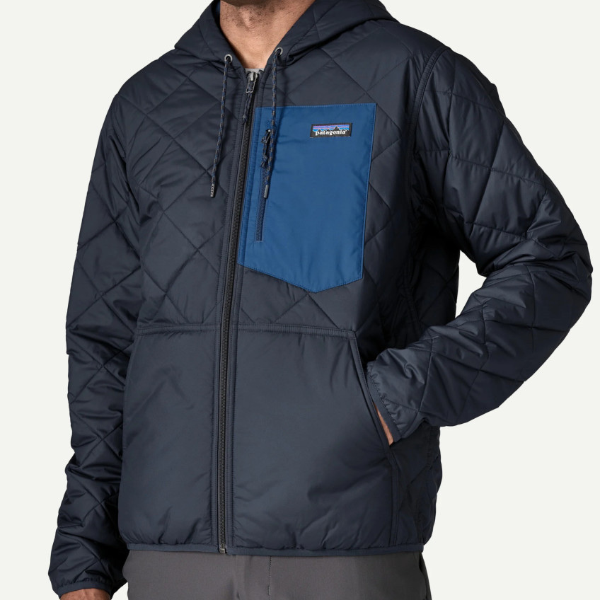 Patagonia Diamond Quilted Bomber Hoody New Navy W Clement Blue 착용 스타일 - 1