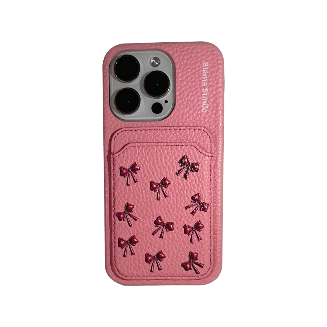 블레임스튜디오 핑크 리본 레더 카드케이스(BLAMESTUDIO Baby pink ribbon leather card case)