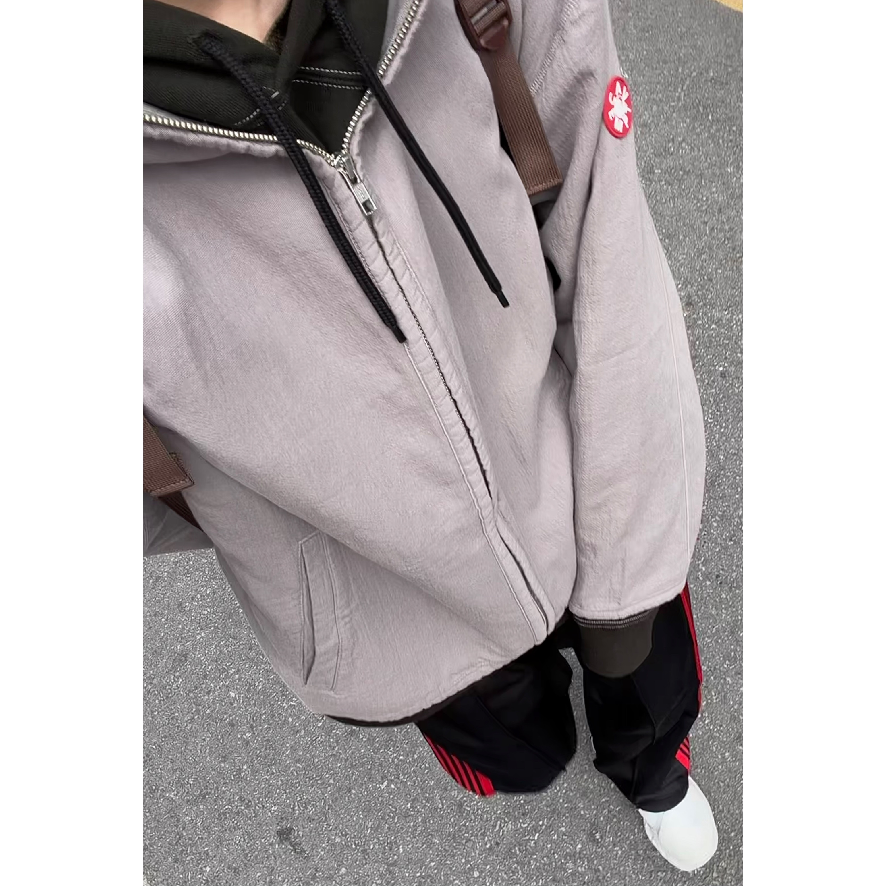Cav Empt Soft CW Zip Hoody Grey - 25SS, Cav Empt Solid Heavy Hoody #2 Black - 23FW 착용 스타일