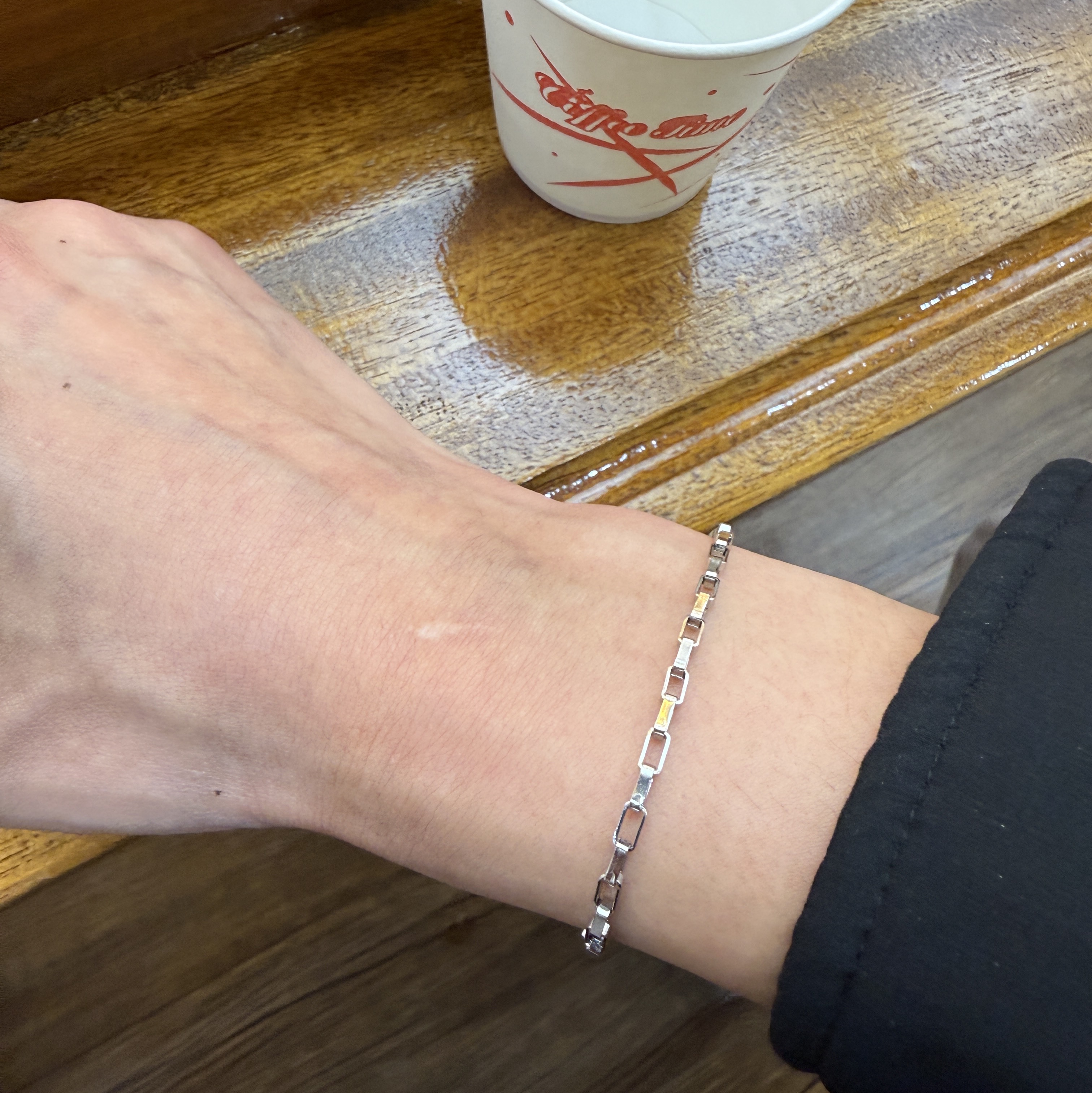 Riomeu Square Chain Bracelet 2mm 착용 스타일