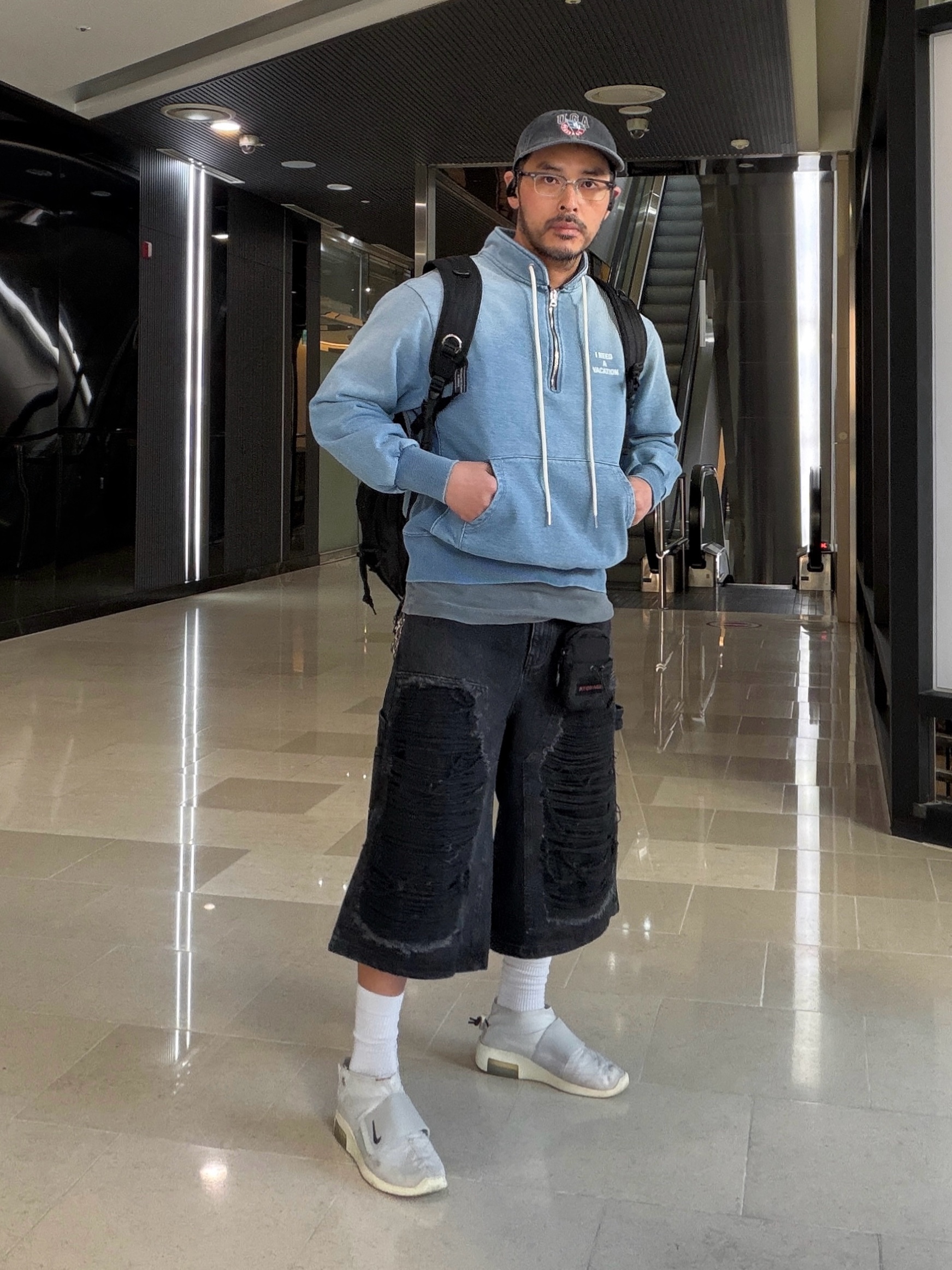 Broken Beat Indigo Zip-Up Hoodie, Broken Beat Indigo Short Sleeve Shirt 착용 스타일 - 6