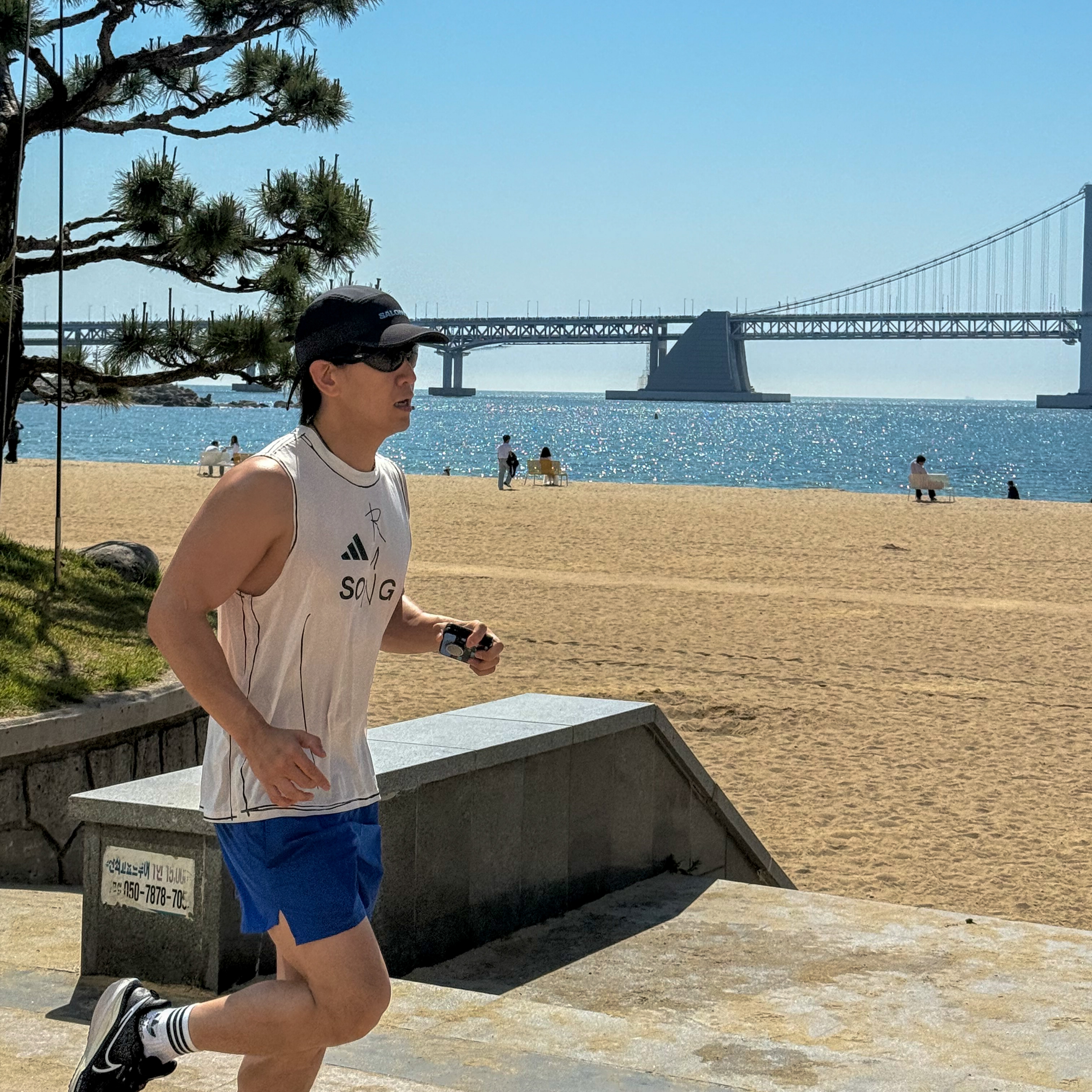 Adidas x Song for the Mute Adi365 Running Tank Chalk White - KR Sizing, Nike Dri-Fit Stride 5 Inch Brief Lined Running Shorts Game Royal - Asia 착용 스타일 - 5