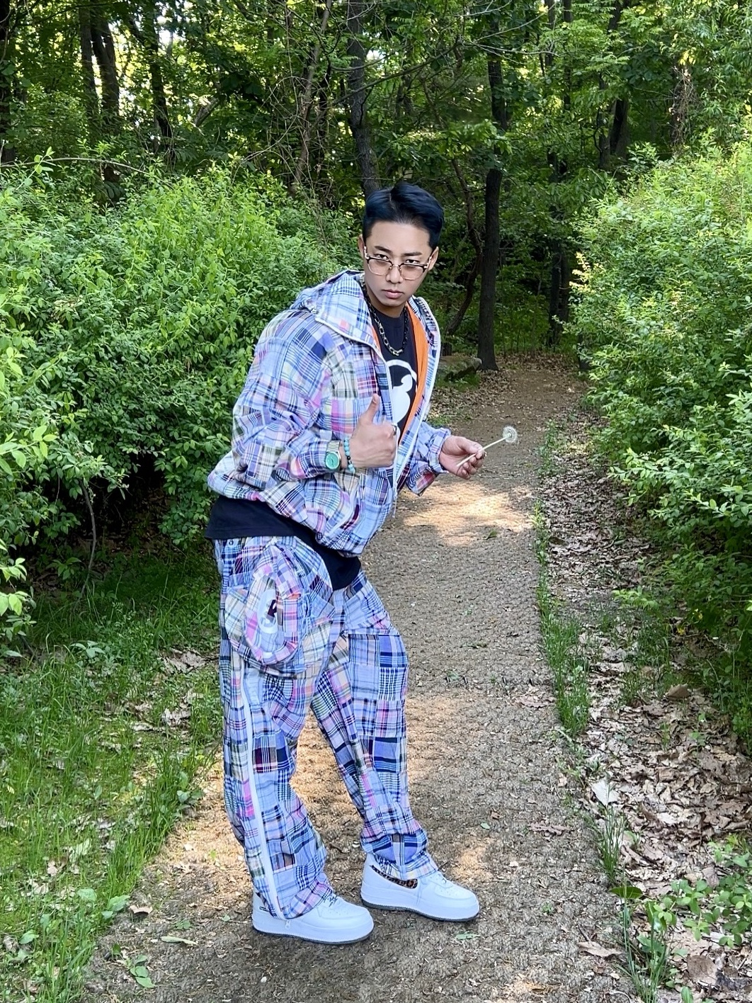 Supreme x GOODENOUGH Patchwork Madras Crusher Multicolor - 25SS, Supreme x GOODENOUGH Patchwork Madras Hooded Jacket Multicolor - 25SS 착용 스타일 - 1