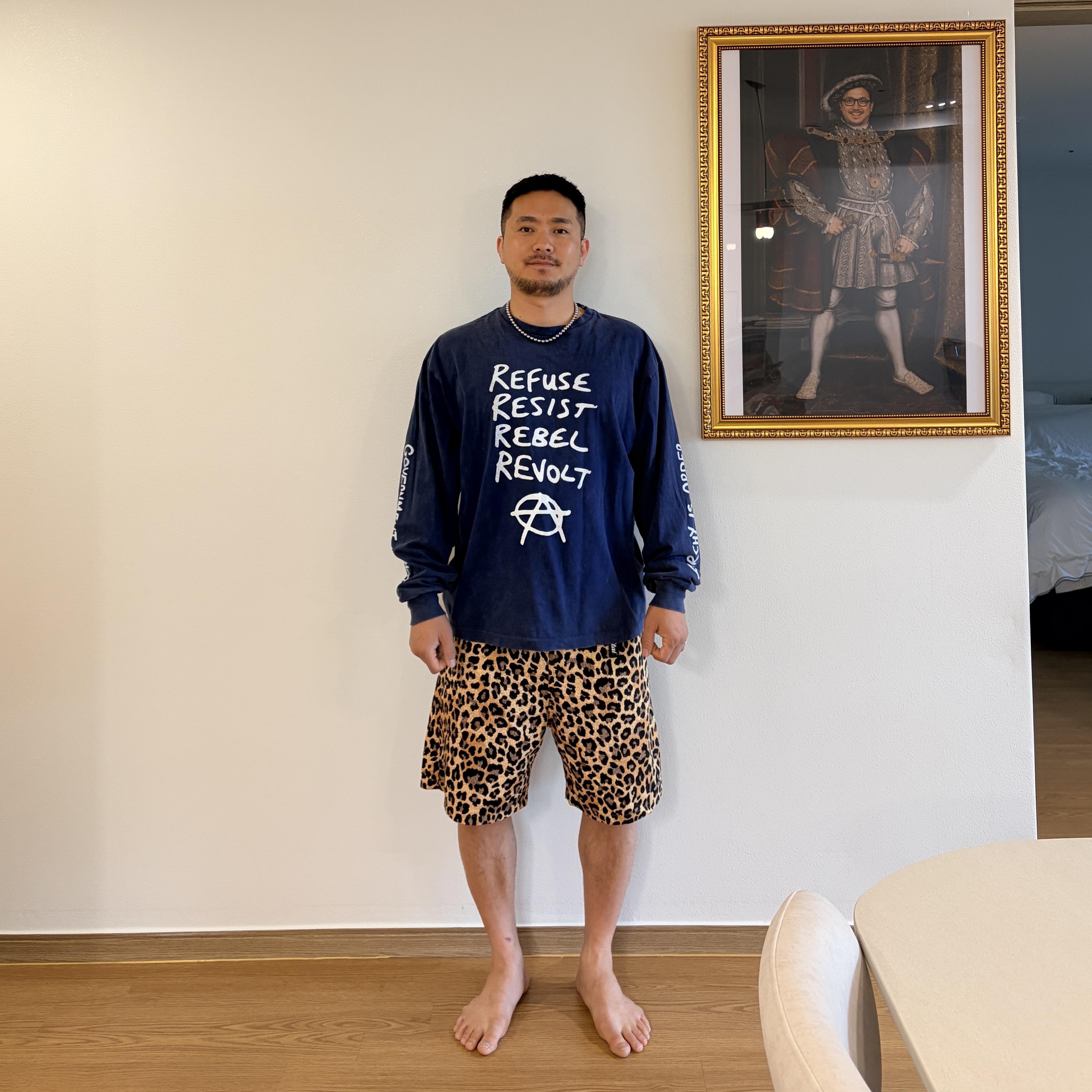 Kapital Combed Burberry Leopard Print Easy Shorts Brown 착용 스타일
