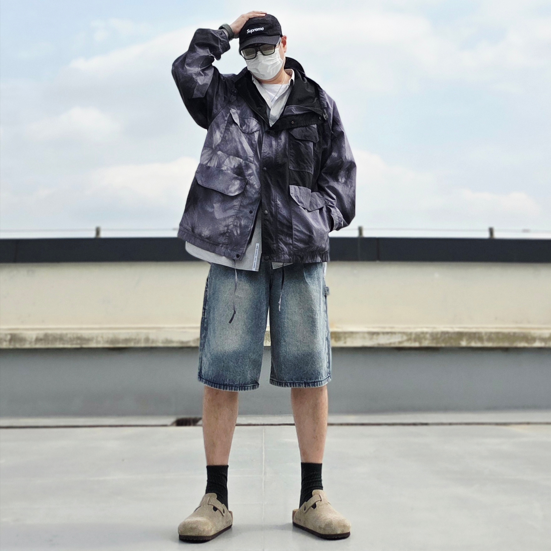 Supreme Washed Chino Twill Camp Cap Black, Birkenstock Boston Suede Leather Taupe - Regular 착용 스타일 - 1