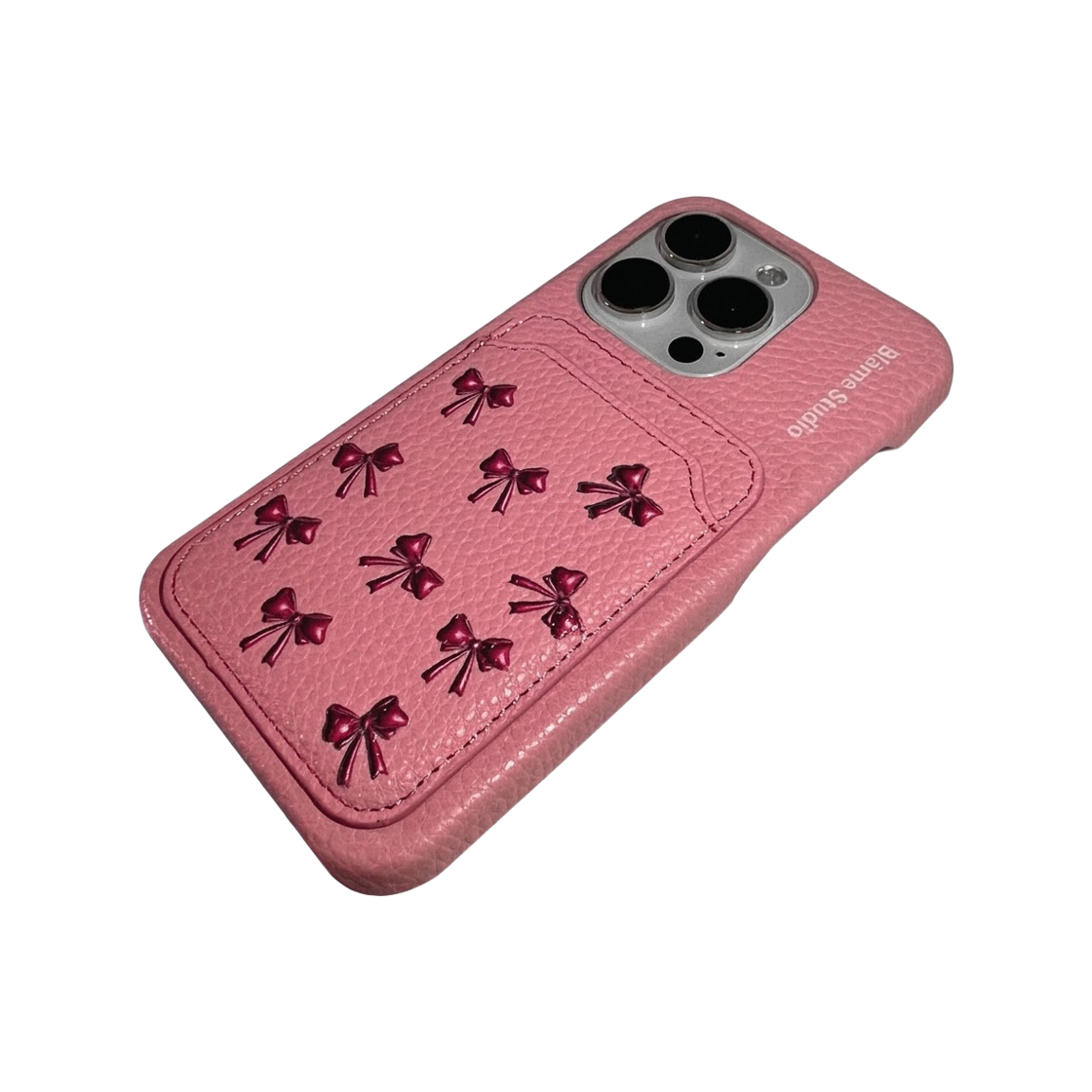 블레임스튜디오 핑크 리본 레더 카드케이스(BLAMESTUDIO Baby pink ribbon leather card case) - 2