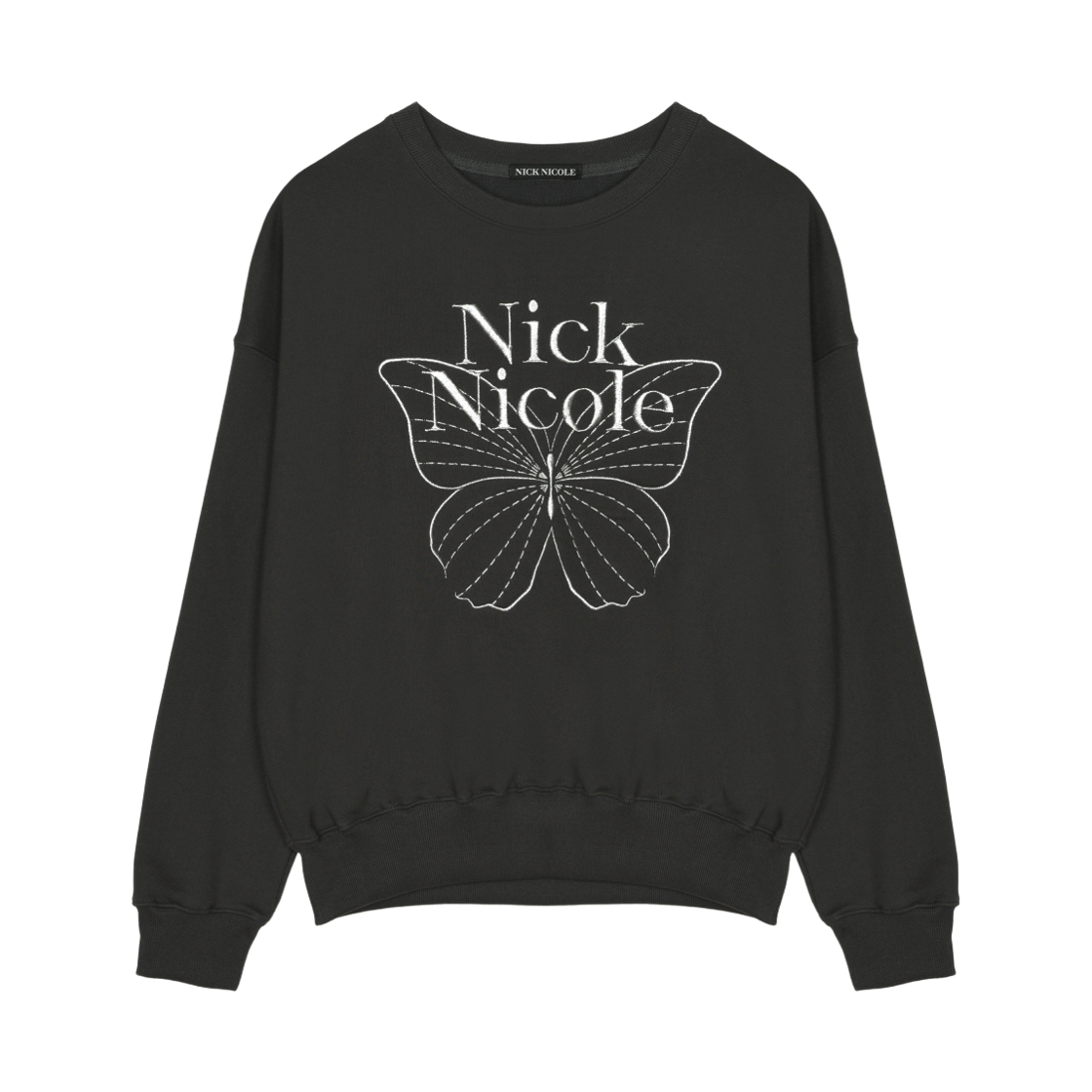 N_SS NICK&NICOLE Volume Butterfly Signature Sweatshirt Charcoal Silver